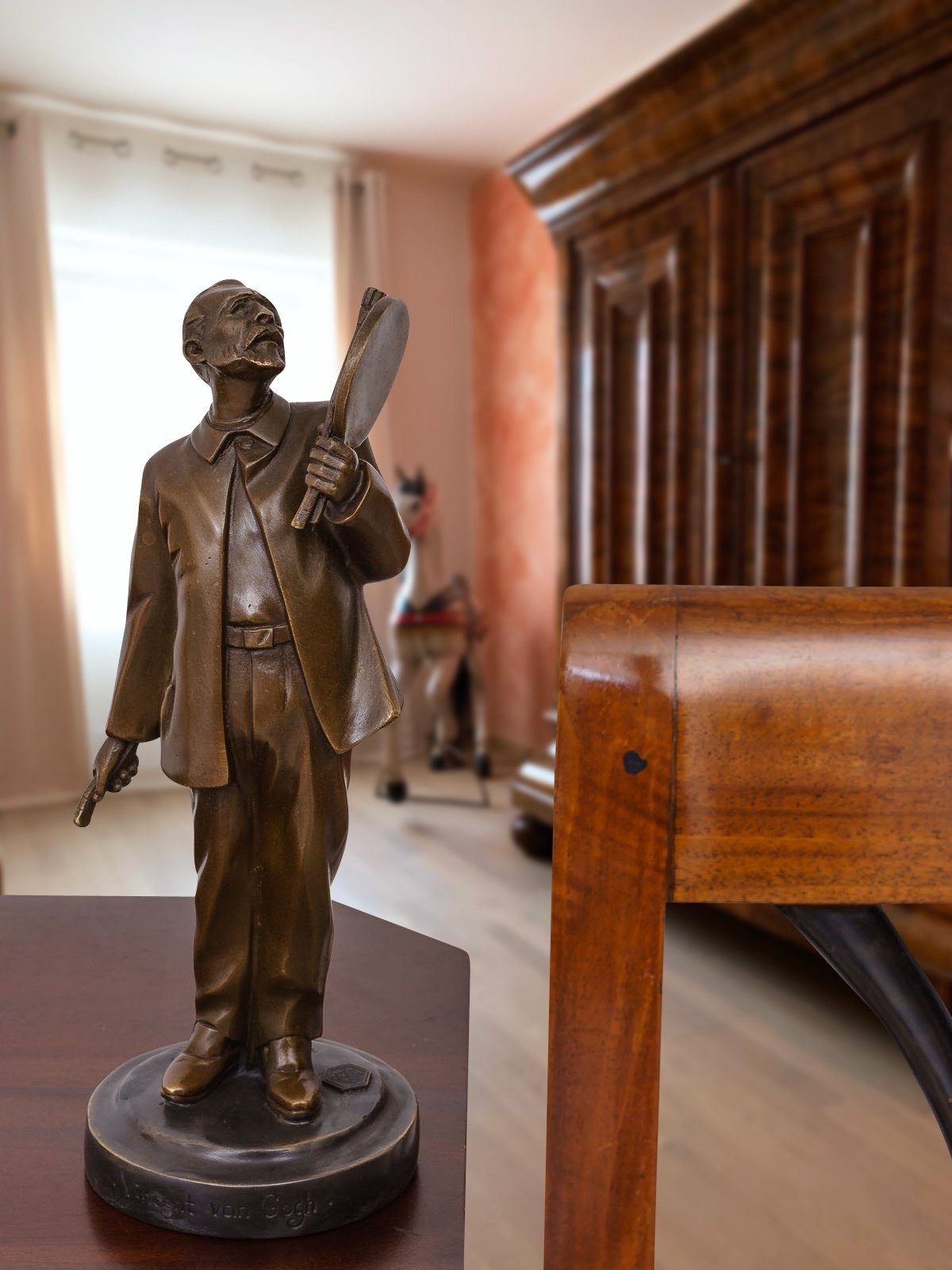 Aubaho Dekoobjekt Bronzeskulptur Vincent van Gogh nach Mendes da Costa Kopie Replik
