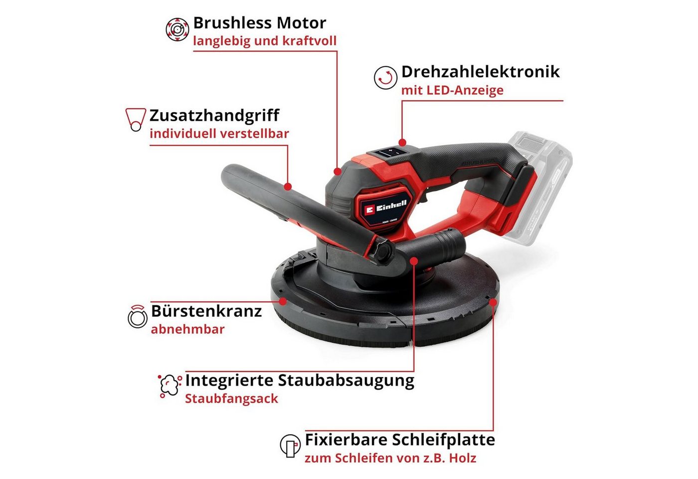 Thumbnail - Einhell Trockenbauschleifer TP-DWS Profi Akku Trockenbauschleifer 18/225 Li BL Solo PXC Brushless
