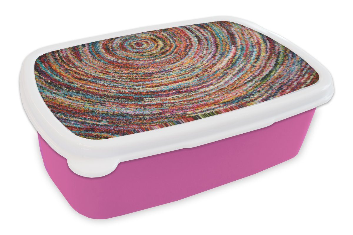 MuchoWow Lunchbox Kreis - Farben Kinder, Brotbox Erwachsene, - (2-tlg), für Brotdose Mädchen, Teppichboden, Snackbox, Kunststoff rosa Kunststoff