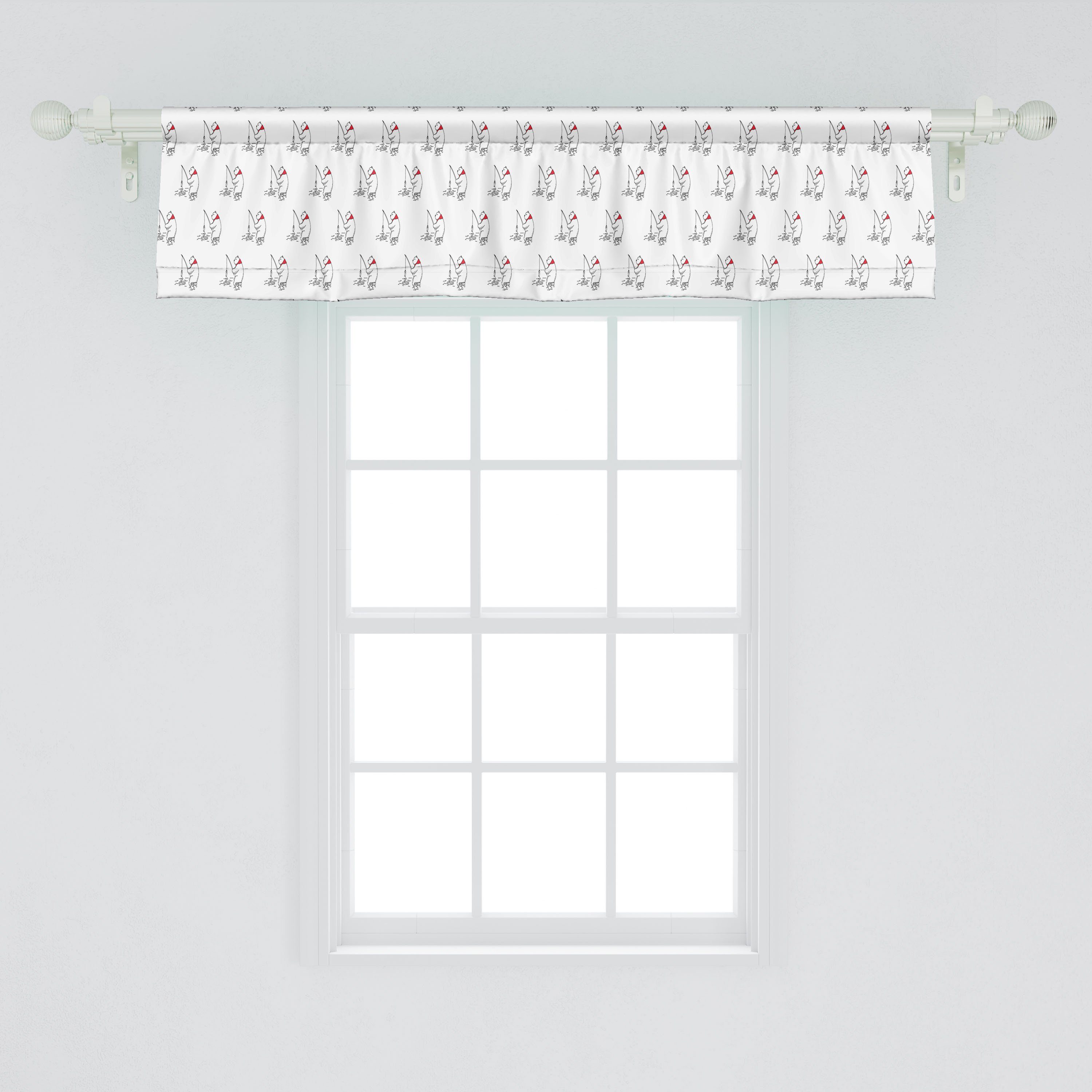 Scheibengardine Vorhang Volant für Küche Rod Microfaser, Fishing Polar Abakuhaus, Bear Schlafzimmer Tiere Stangentasche, Dekor mit und