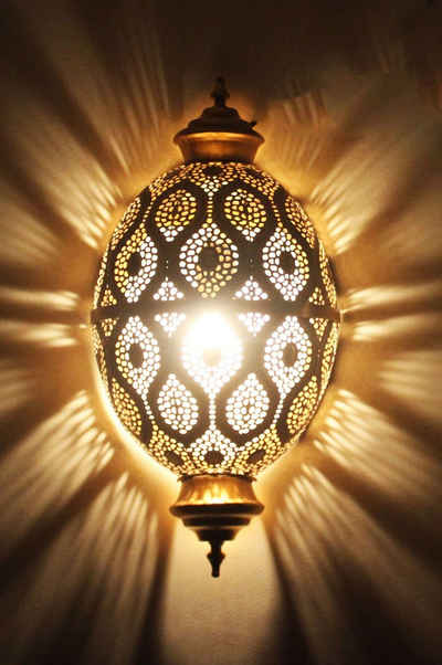 Marrakesch Orient & Mediterran Interior Wandleuchte Orientalische Lampe Wandleuchte Afzal E14, Marokkanische Metall Vintage Wandlampe Leuchte, Orient Lampen innen als Wanddeko im Wohnzimmer Flur aussen im Balkon oder Terrasse, ohne Leuchtmittel, Handarbeit