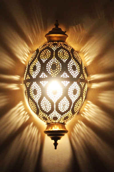 Marrakesch Orient & Mediterran Interior Wandleuchte Orientalische Lampe Wandleuchte Afzal, Marokkanische Wandlampe, ohne Leuchtmittel, Handarbeit