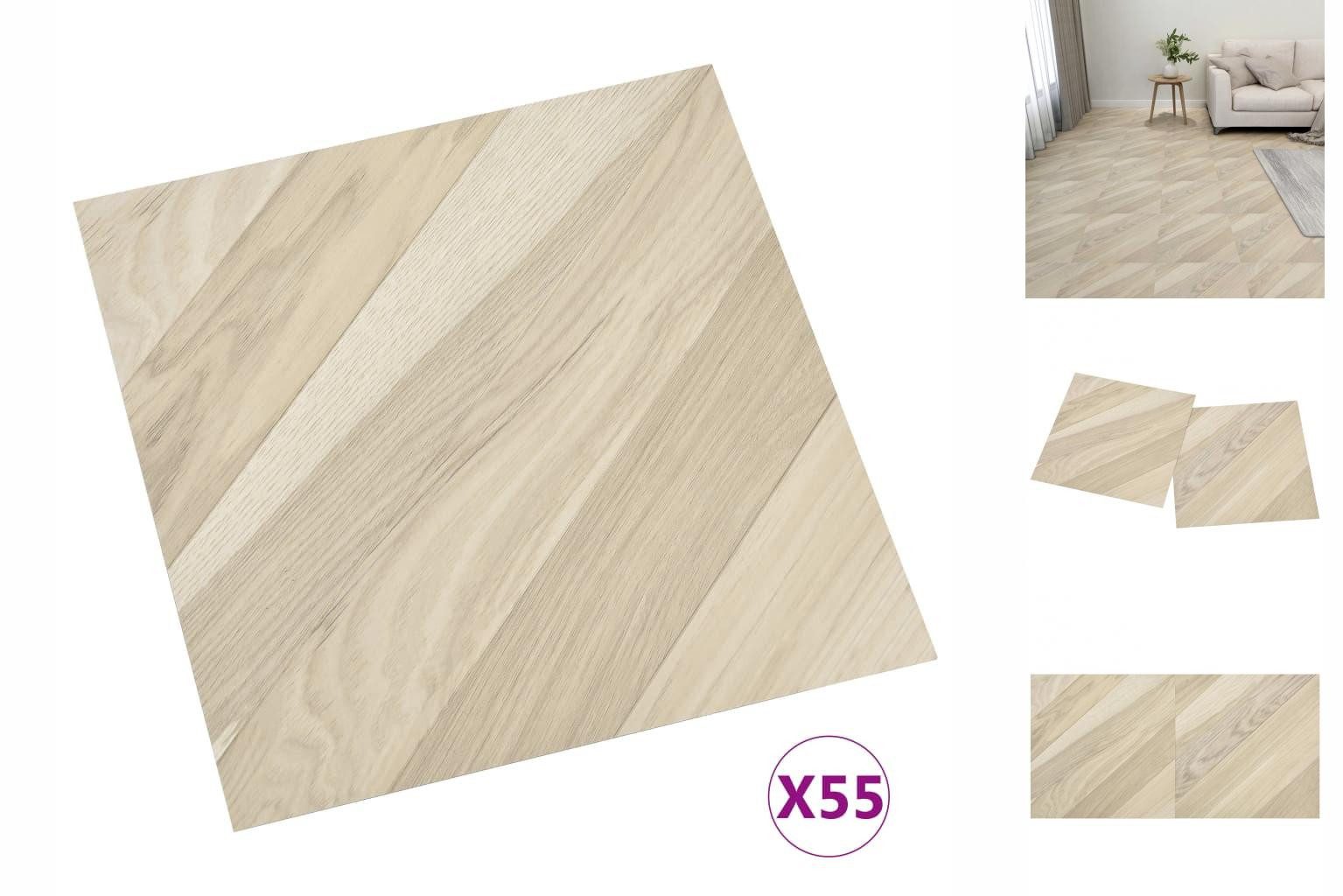 vidaXL Ламинат PVC-Fliesen Selbstklebend 55 Stk 5,11 m² Beige Gestreift