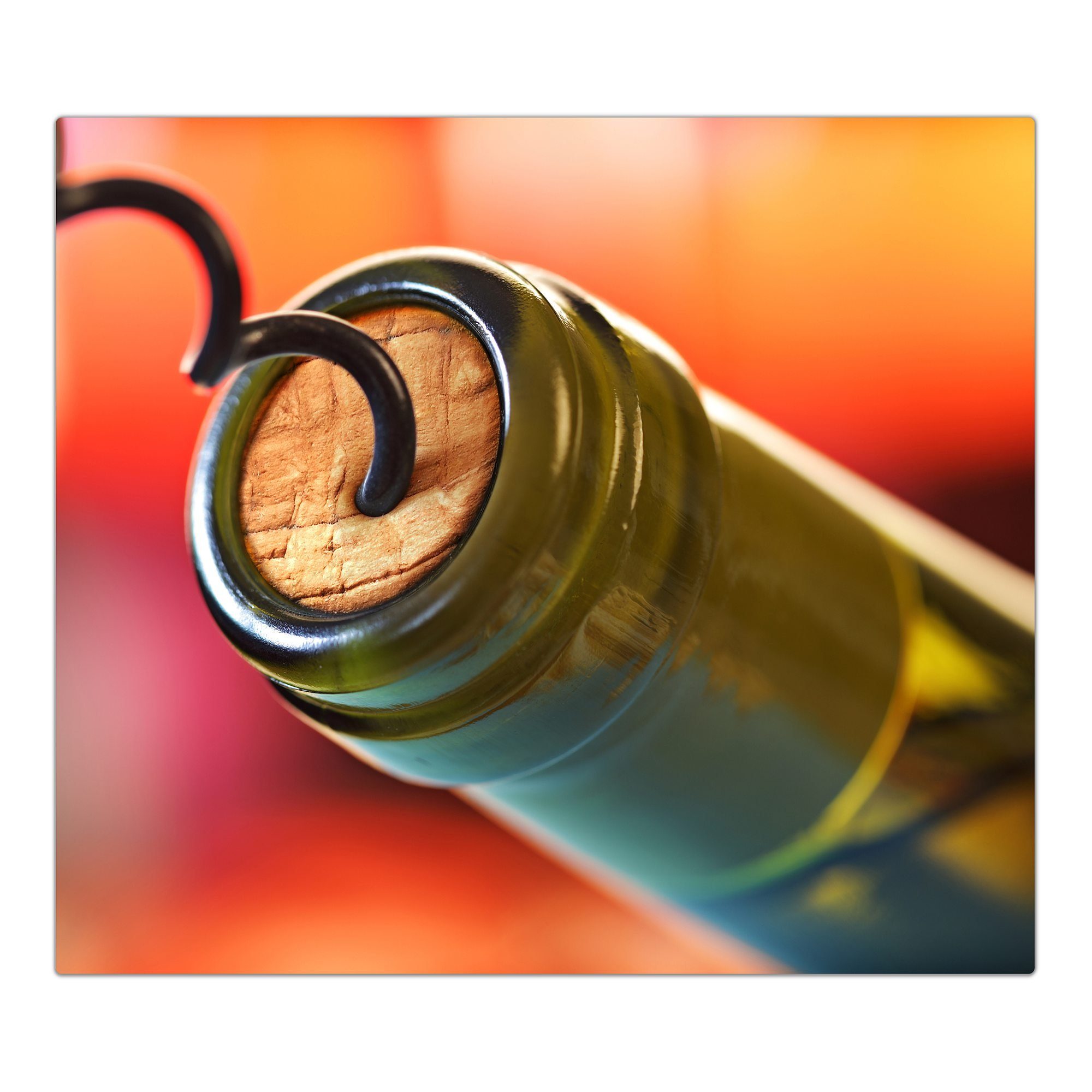 Herdabdeckplatte Glas Weinflasche, (1 Glas, Herd-Abdeckplatte Primedeco Korkenzieher Spritzschutz aus tlg) aus