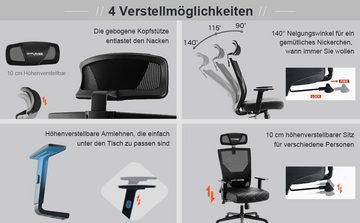 COMHOMA Chefsessel Ergonomischer Bürostuhl Schreibtischstuhl l Drehstuhl (Packung), Stufenlos Wippmechanik, verstellbare Kopfstütze