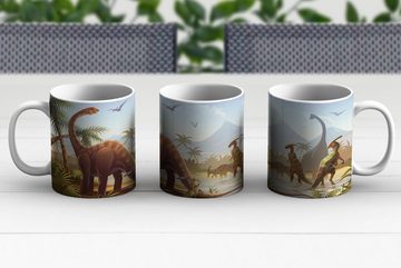 MuchoWow Tasse Dinosaurier - Landschaft - Tropisch - Kinder - Jungen, Keramik, Kaffeetassen, Teetasse, Becher, Teetasse, Geschenk