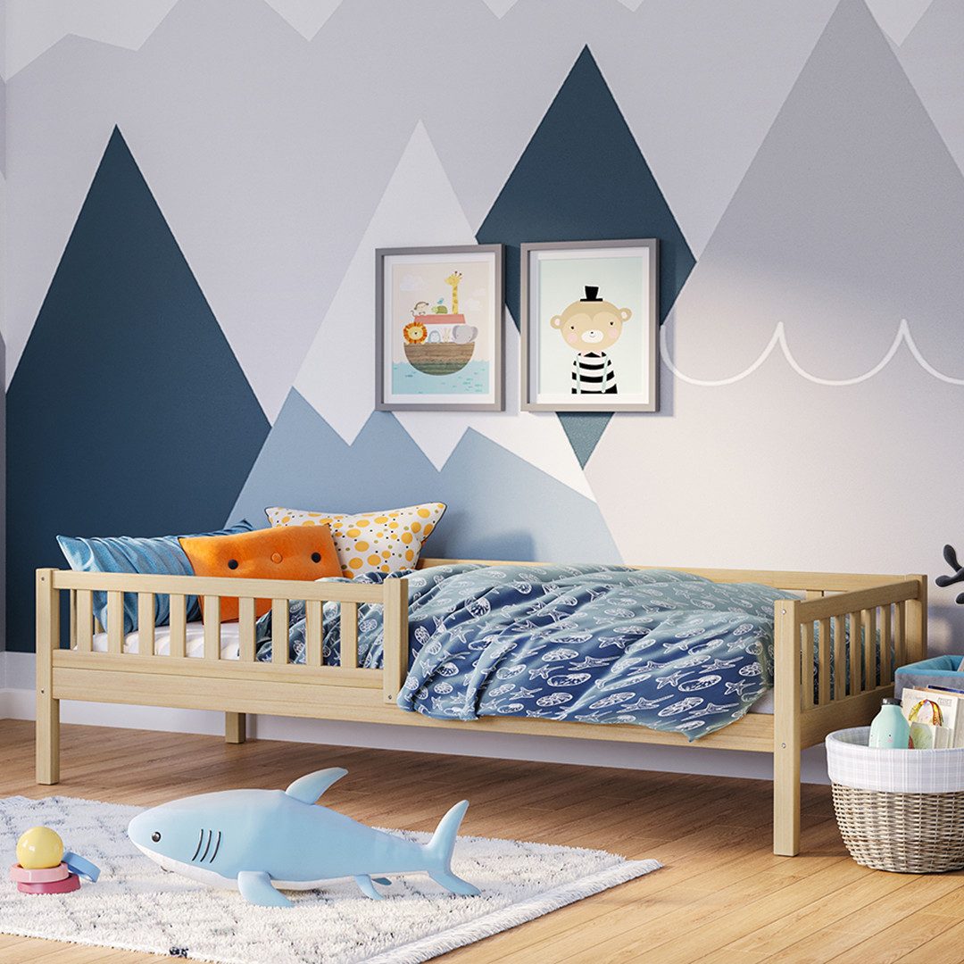 Bellabino Kinderbett Vils mit Lattenrost und Rausfallschutz 90x200 cm (natu günstig online kaufen