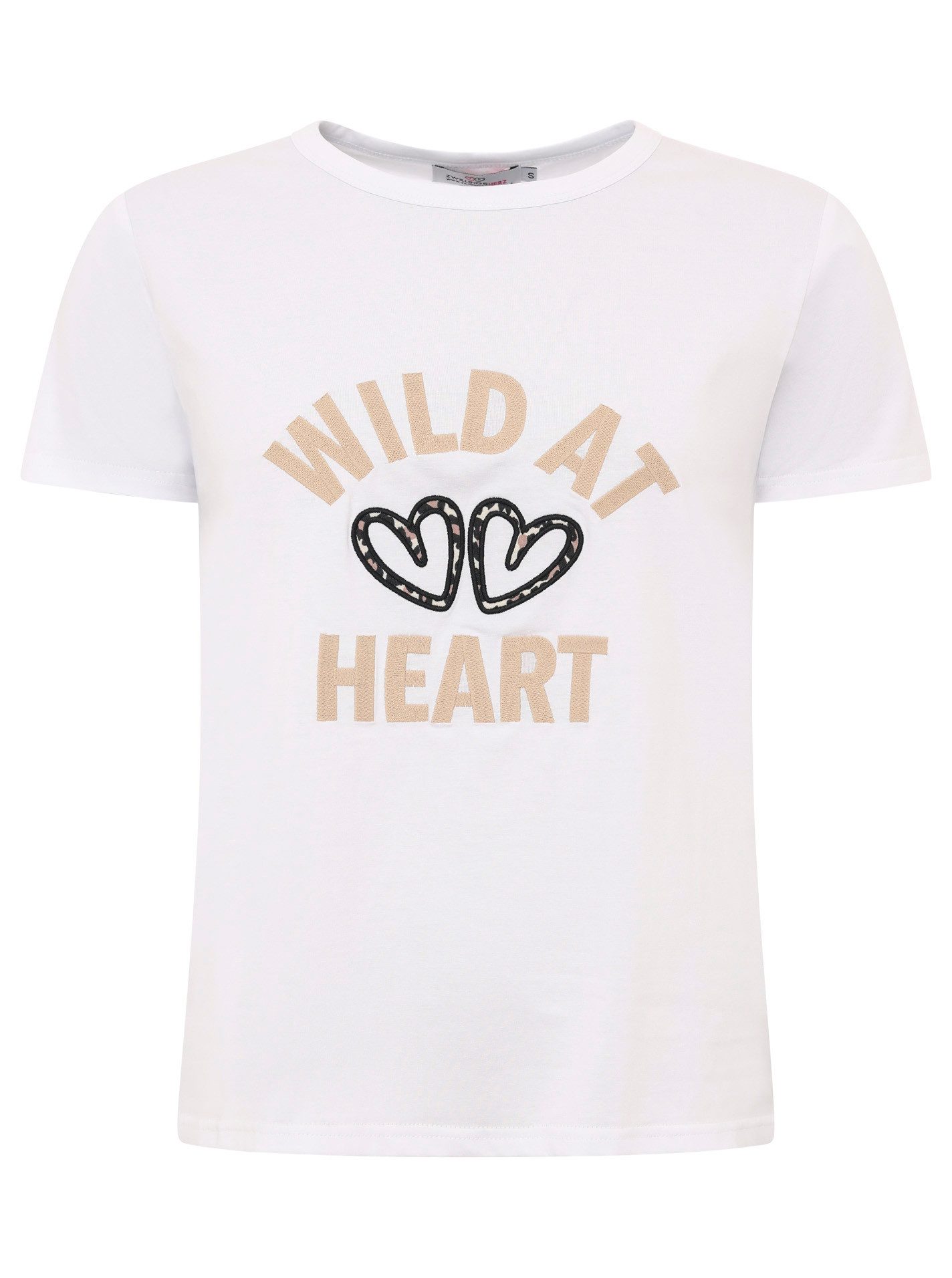 Zwillingsherz T-Shirt "Leo Herzen" leo Herzen, gestickter Schriftzug, Rundhals, kurzarm
