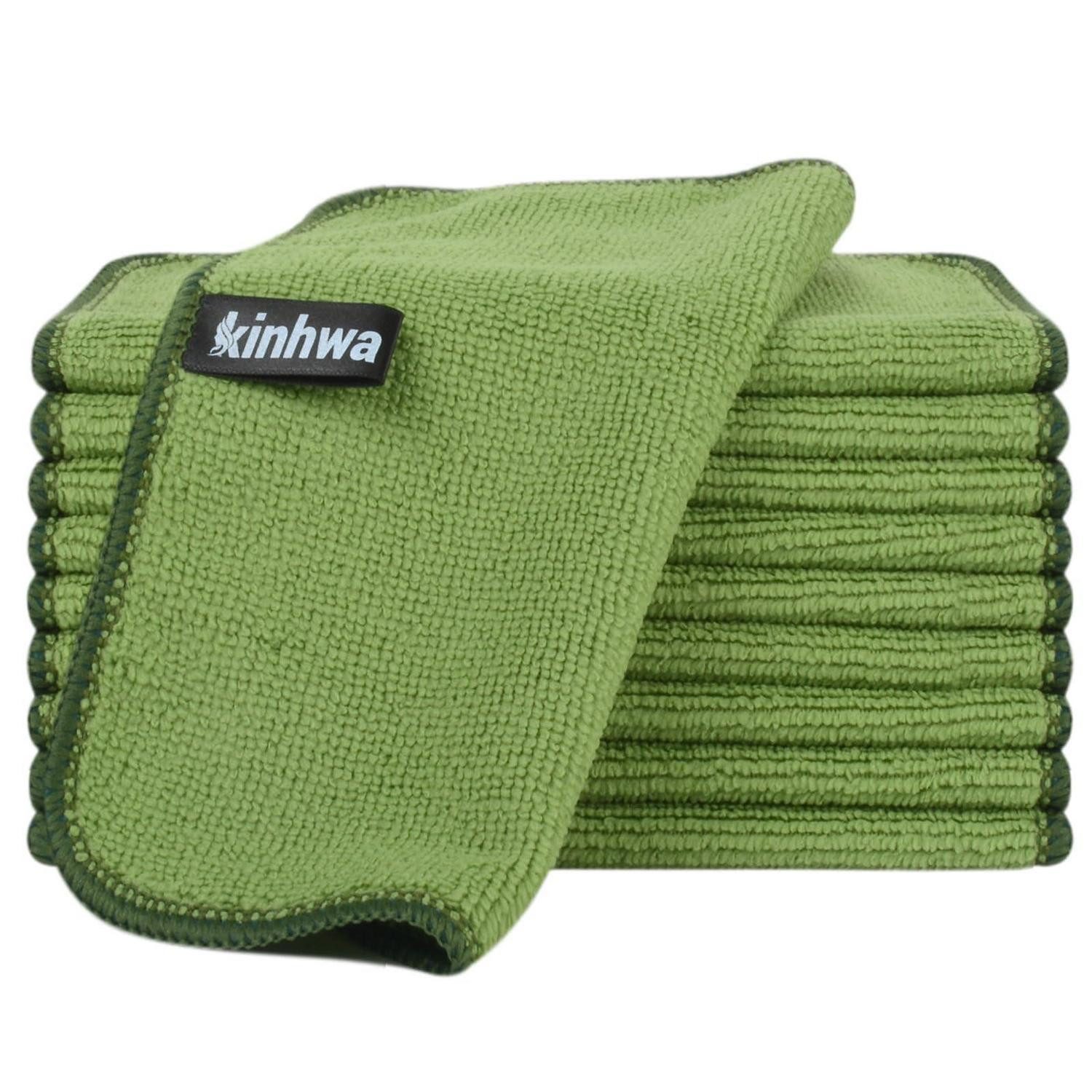 LuxusKollektion Spüllappen Mikrofasertücher Grün 10er Set 20x20cm Mikrofasertuch (Textil, 20x20 cm)