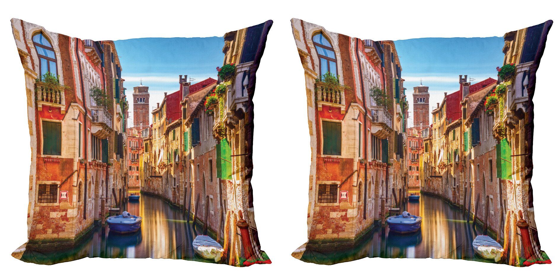 Kissenbezüge (2 Stück), Abakuhaus Stadtbild Doppelseitiger Accent Modern Digitaldruck, Venedig-Kanal Italien