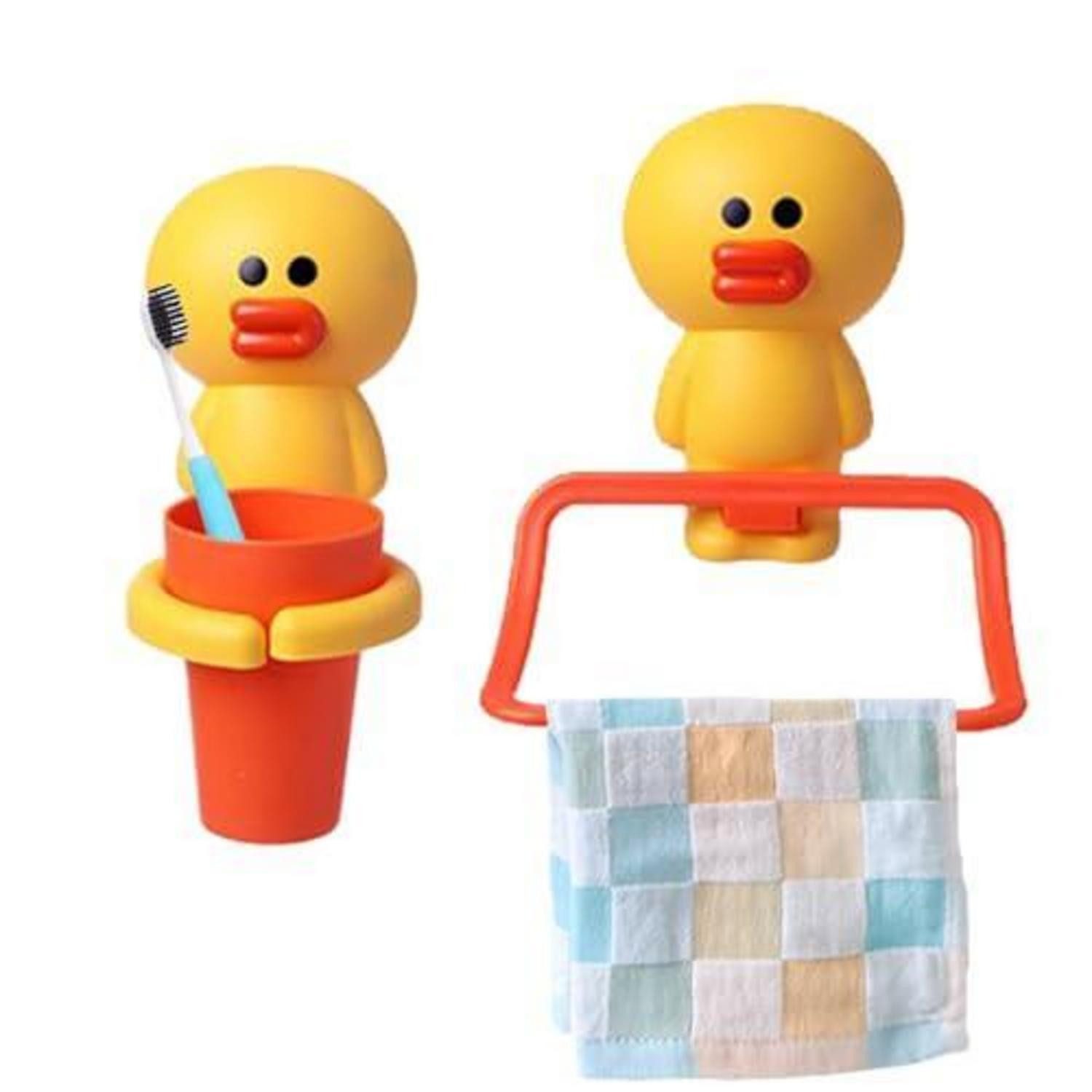 LuxusKollektion Zahnbürstenhalter Zahnputzbecher+Handtuchhalter Kinder Küken-Design, (1-St)