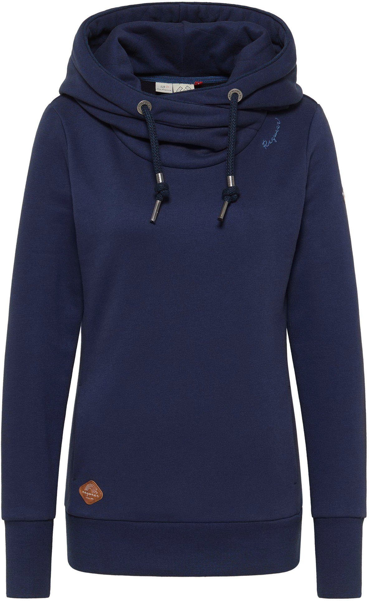 Ragwear Kapuzensweatshirt GRIPY NAVY Schalkragen mit BOLD asymmetrischem