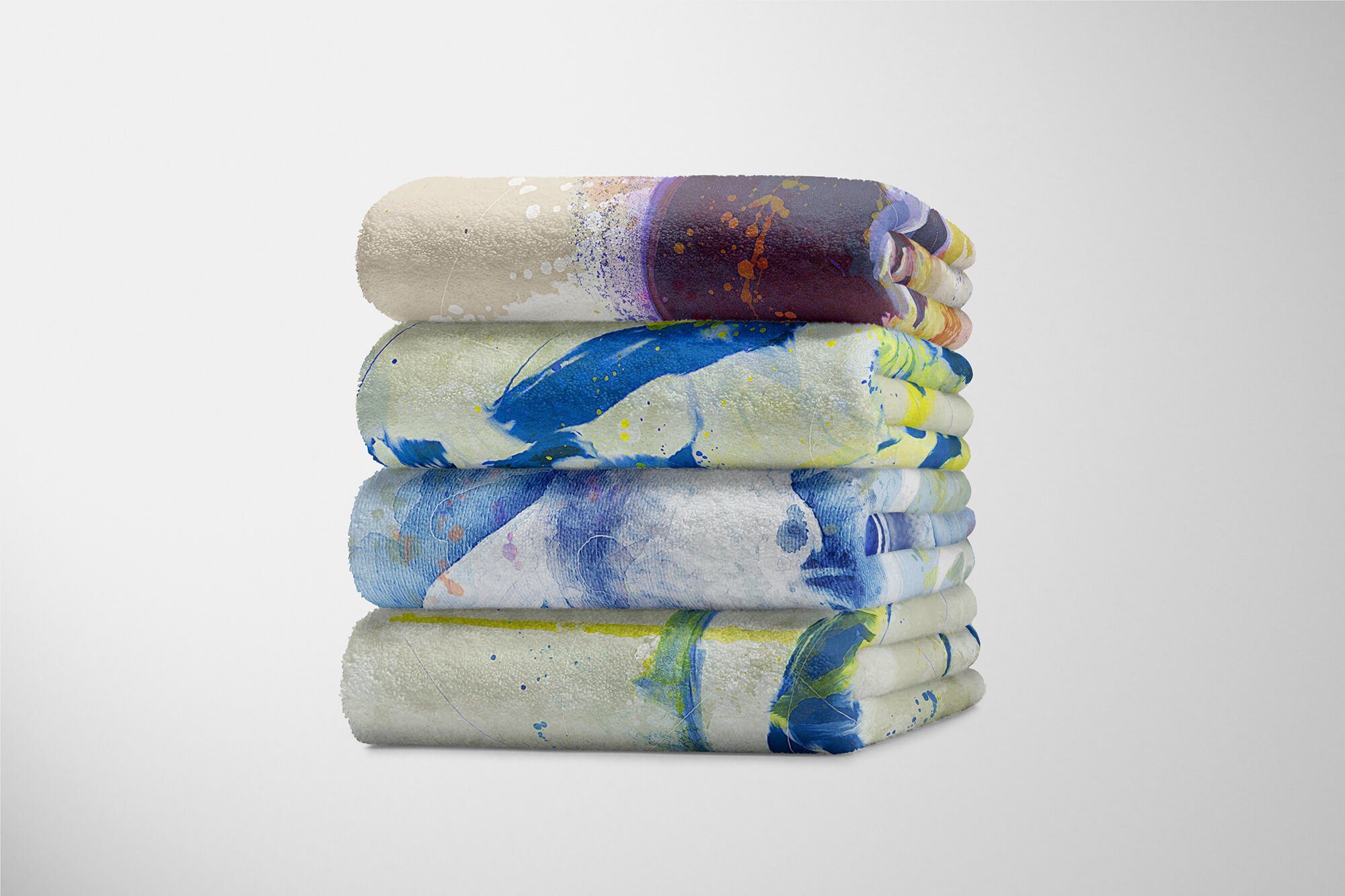 Sinus Handtuch Strandhandtuch (1-St), Tier Kunstvoll Handtücher Baumwolle-Polyester-Mix Saunatuch Handtuch SplashArt Motiv, Art Kuscheldecke Koi Serie