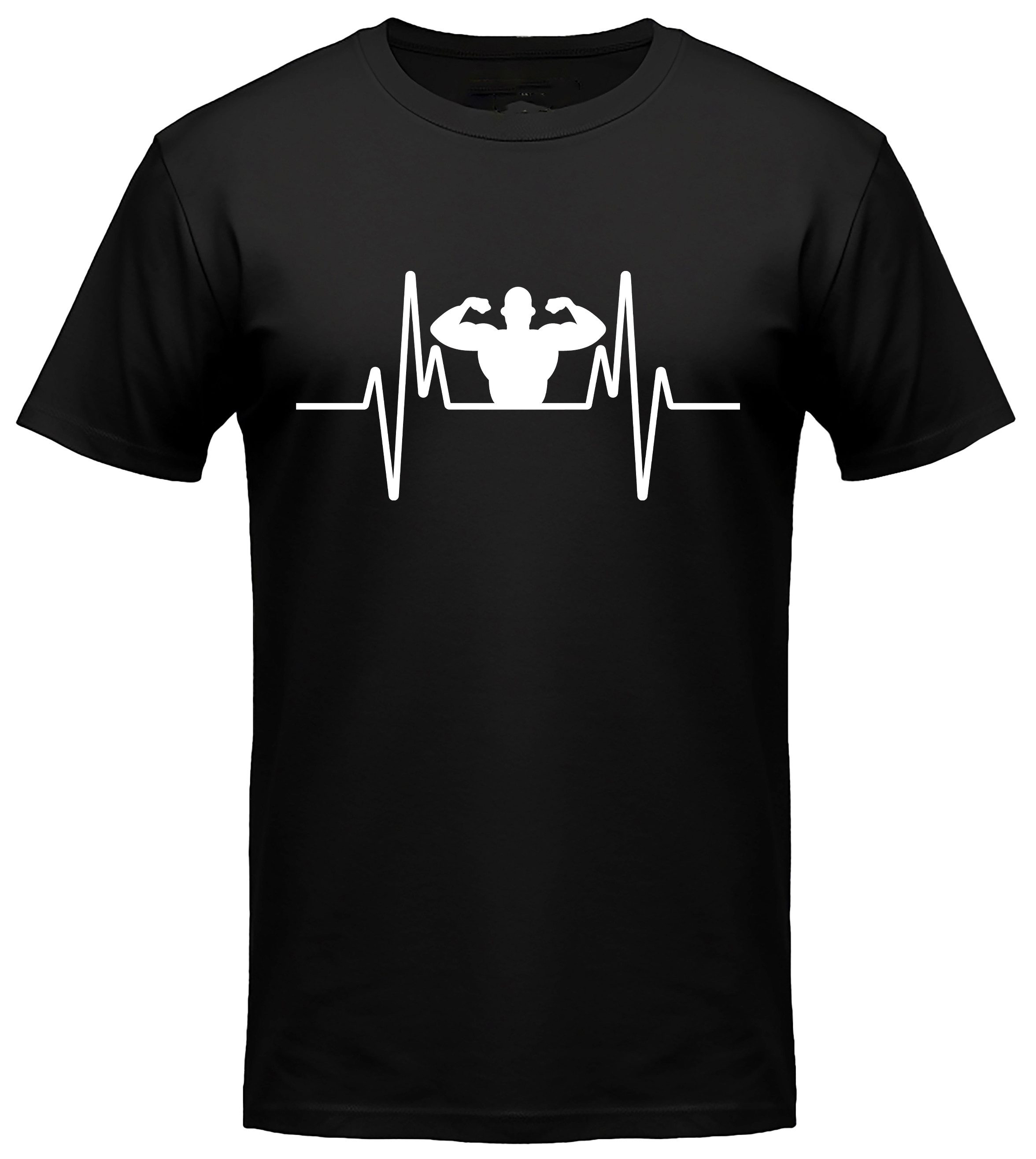 MyDesign24 T-Shirt Bodybuilding Herschlaglinie print Shirt EKG-Linie Kraftsport T-Shirt schwarz kurzarm Regular Fit i567