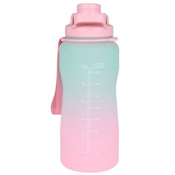 Sarcia.eu Trinkflasche Grün-rosa, große Plastikflasche, Bidon 2,3l, graduiert