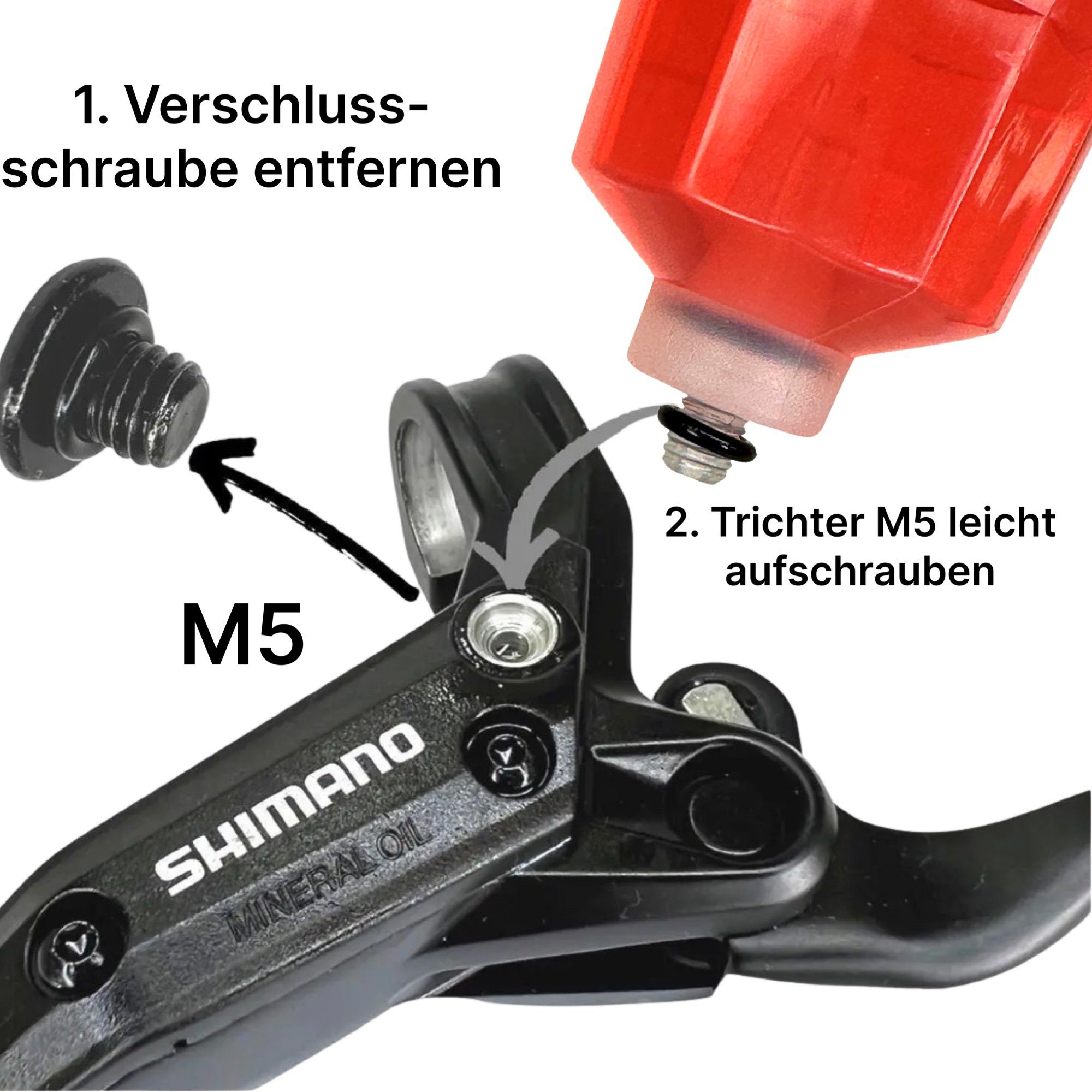 Mineral Service Befüllbecher MTB ÖL M5 Fantic26 Fahrrad-Montageständer inkl.100ml Shimano Kit Trichter