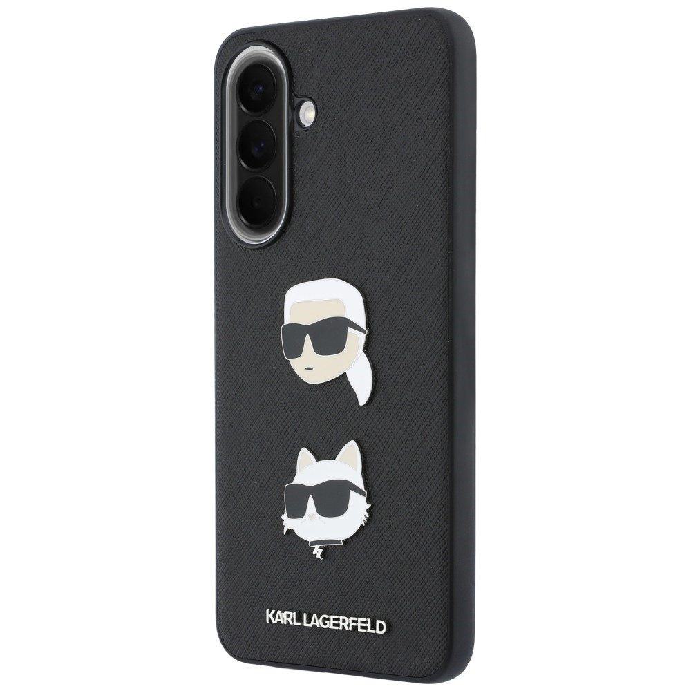 KARL LAGERFELD Handyhülle Galaxy A37 Kunstleder schwarz Logo Choupette Metall Pin 6,7 Zoll, Kantenschutz
