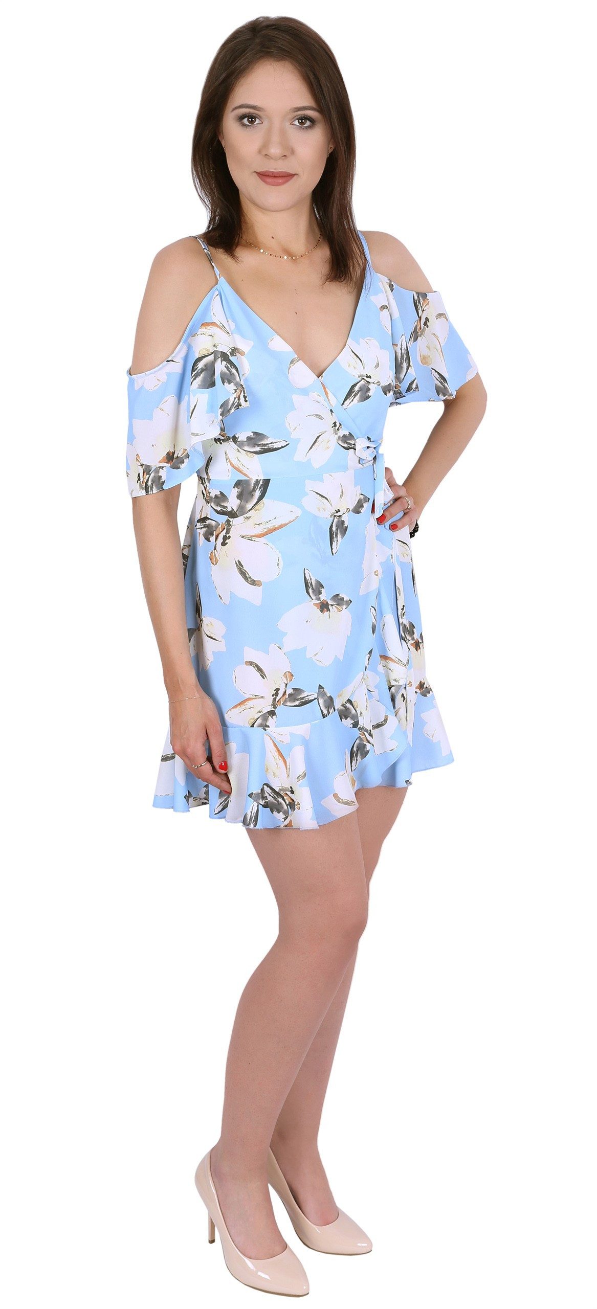 Sarcia.eu Minikleid John Zack Himmelblaues Minikleid mit Blumenmuster – Bild 5 von 5