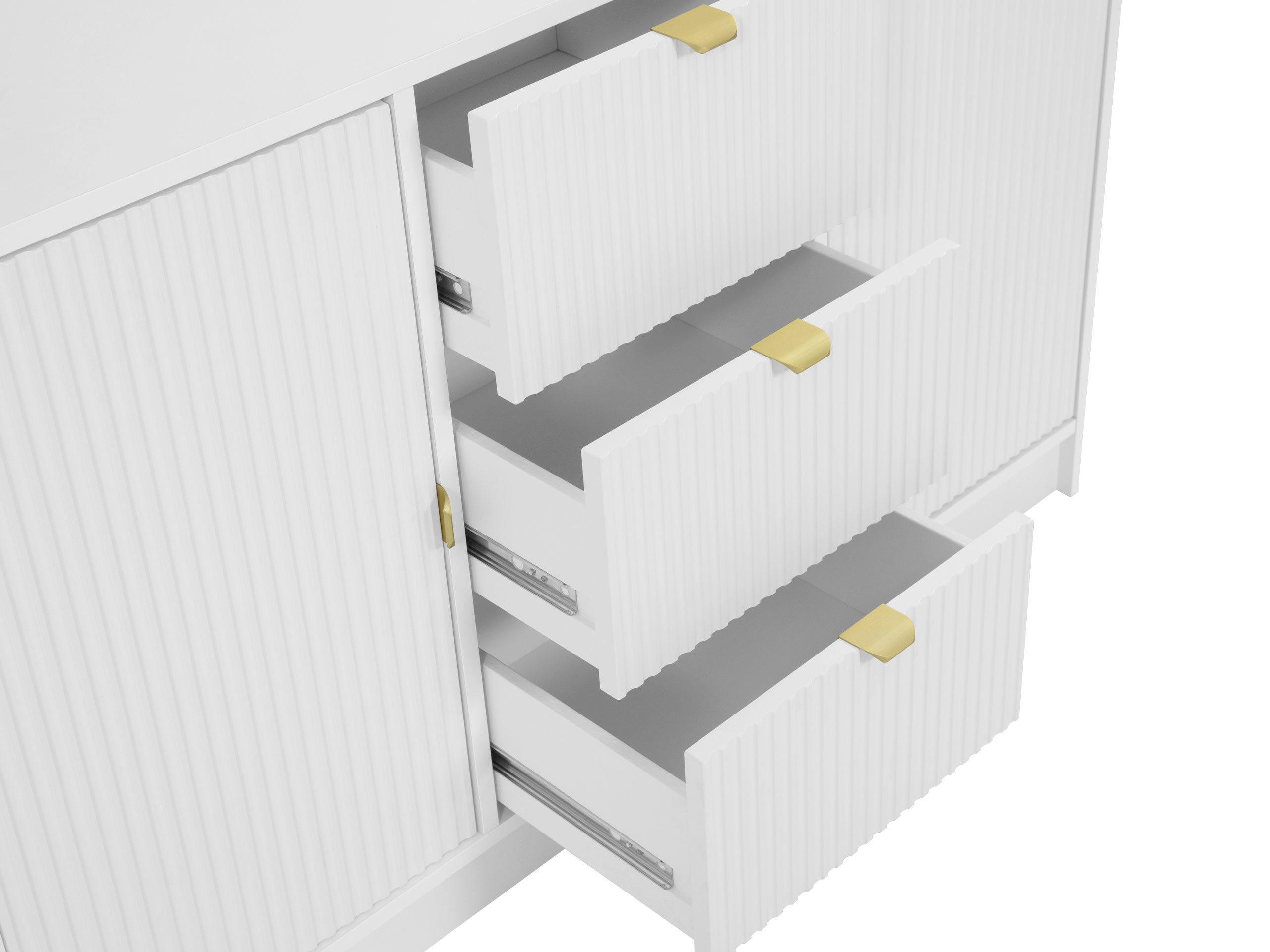 MIRJAN24 Kommode Tireno 2D3SZ (mit zwei Drehtüren und drei Schubladen), Aluminiumgriff in der Farbe Gold – Bild 5 von 5