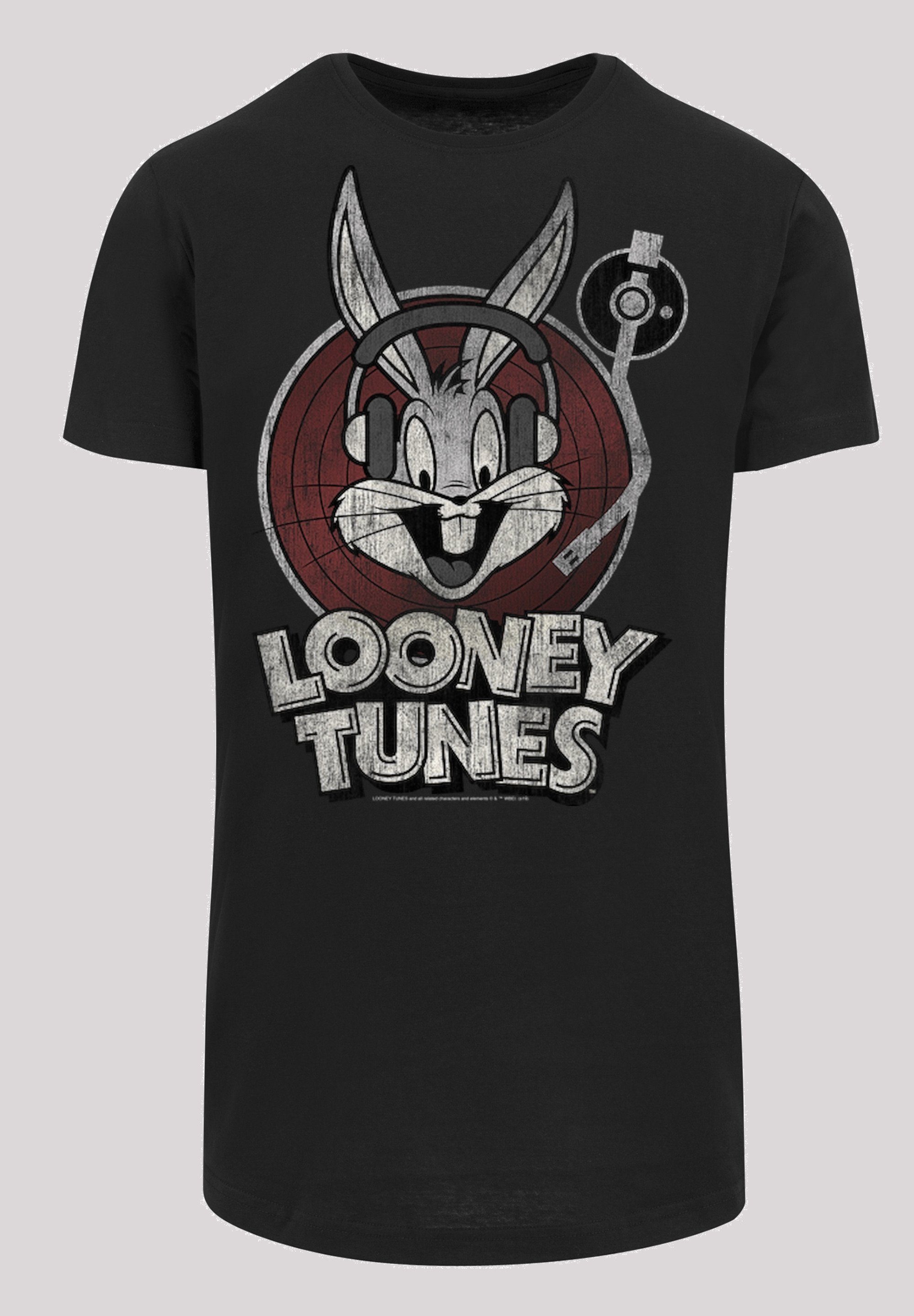 F4NT4STIC Kurzarmshirt Herren Looney Tunes Bugs Bunny with Shaped Long Tee (1-tlg) black