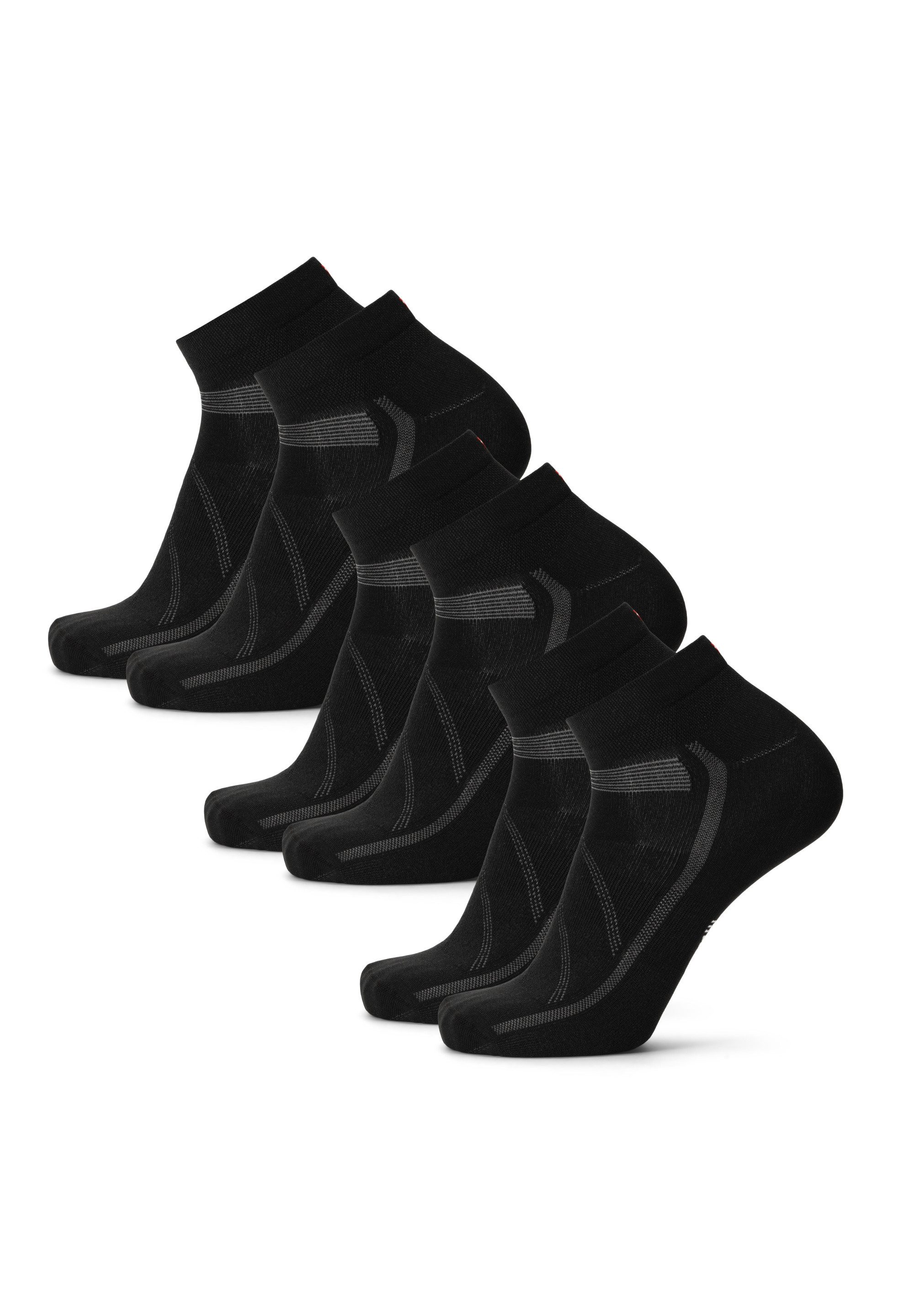 DANISH ENDURANCE Basicsocken Aero Cycling Low-Cut (3-Paar) Radsportsocken für Herren & Damen, atmungsaktiv & gepolstert