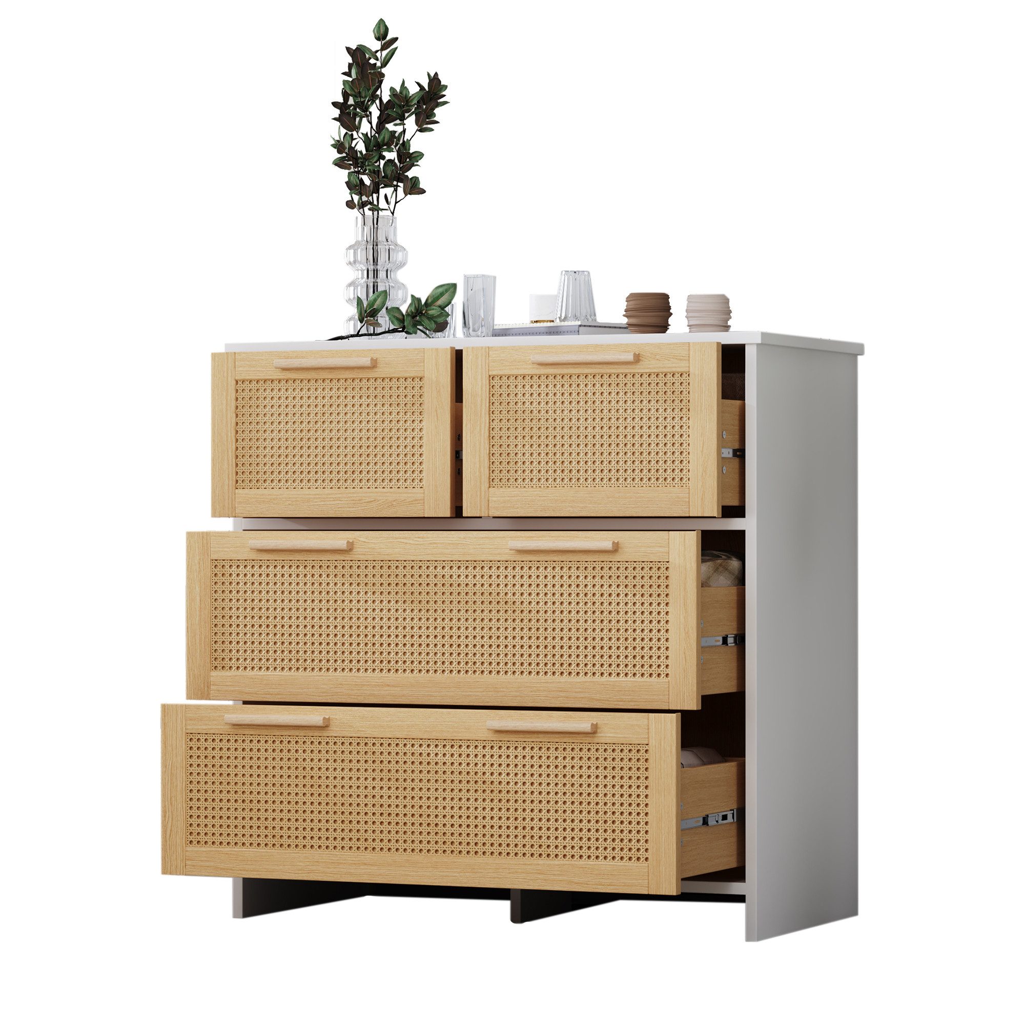 SOFTWEARY Kommode mit Schubladen (80/38/80 cm), Schubladenkommode, Mehrzweckschrank