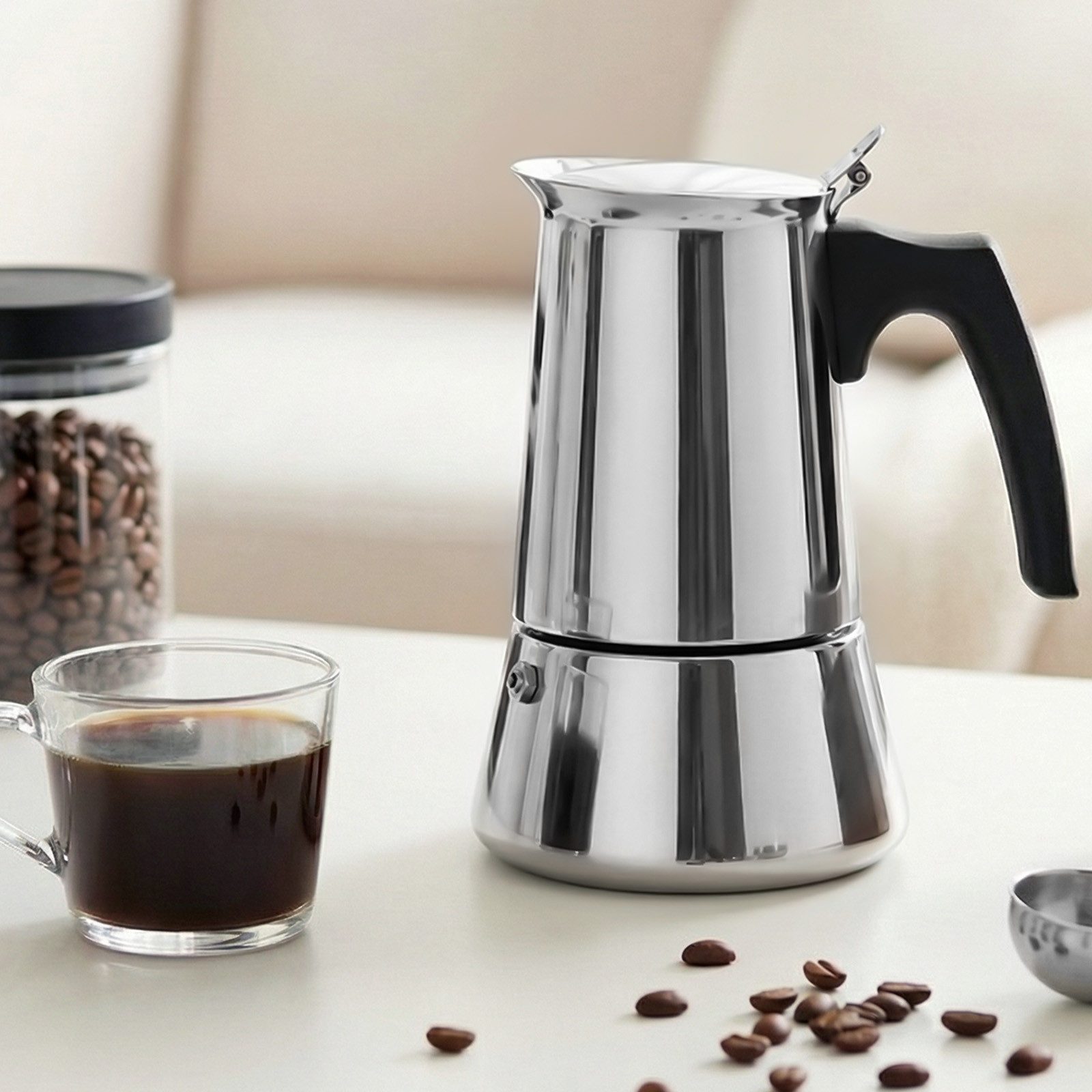 Insma Espressokocher 6 Tassen (300ml) Mokka Kaffeekanne Espressokanne, für Herd&Induktion, mit Sicherheitsventil, Spülmaschinengeeignet