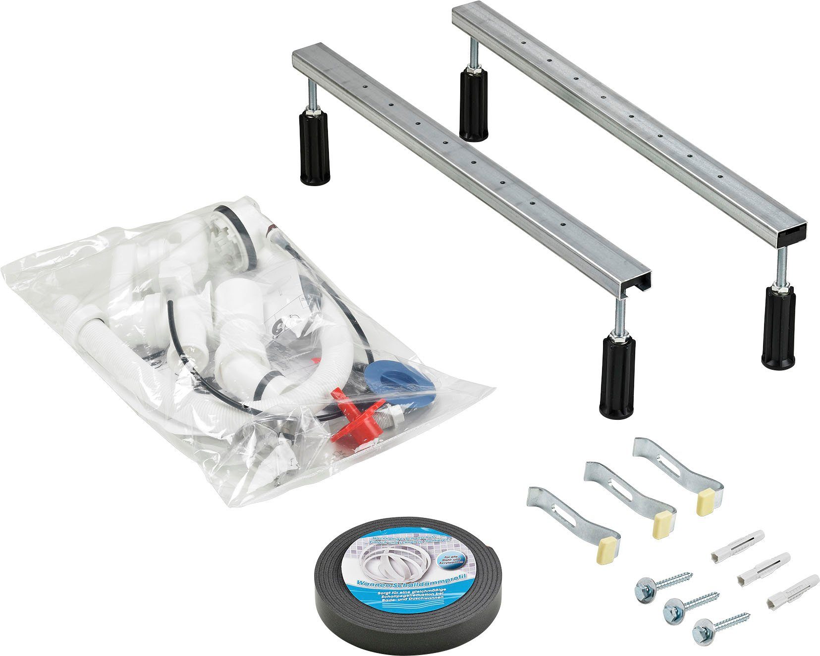 OTTOFOND Anschluss-Set Montage-Set, Ablauf Ablauf waagerecht DN 40, Ablauf waagerecht DN 50, [1 1/2", 1-tlg., für Badewannen, chromfarben