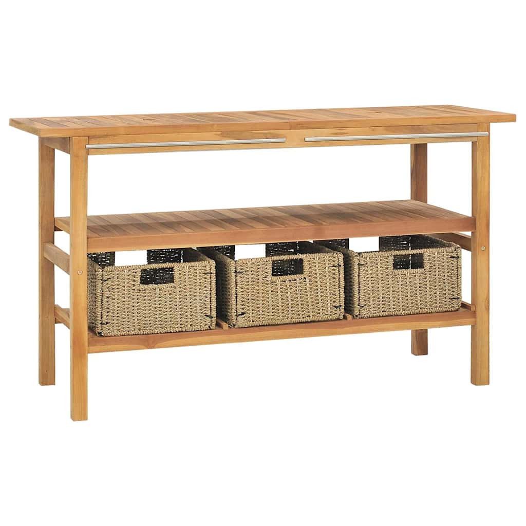 vidaXL Badezimmerspiegelschrank Waschtisch mit 3 Körben Massivholz 132x45x75cm (1-St)