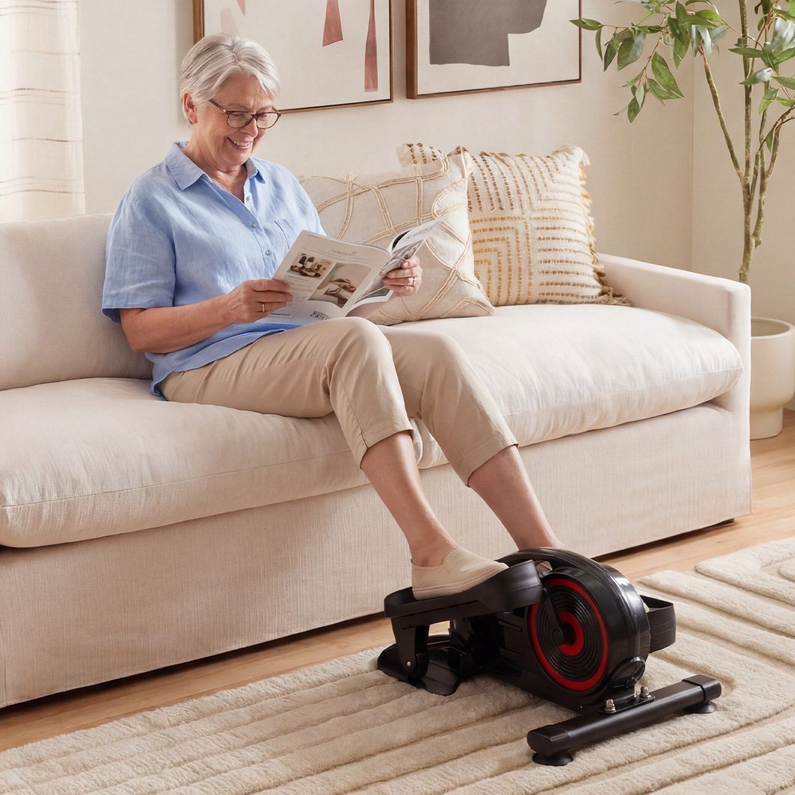 COSTWAY Ellipsentrainer, Mini elektrischer Crosstrainer mit Einstellbarer Widerstand