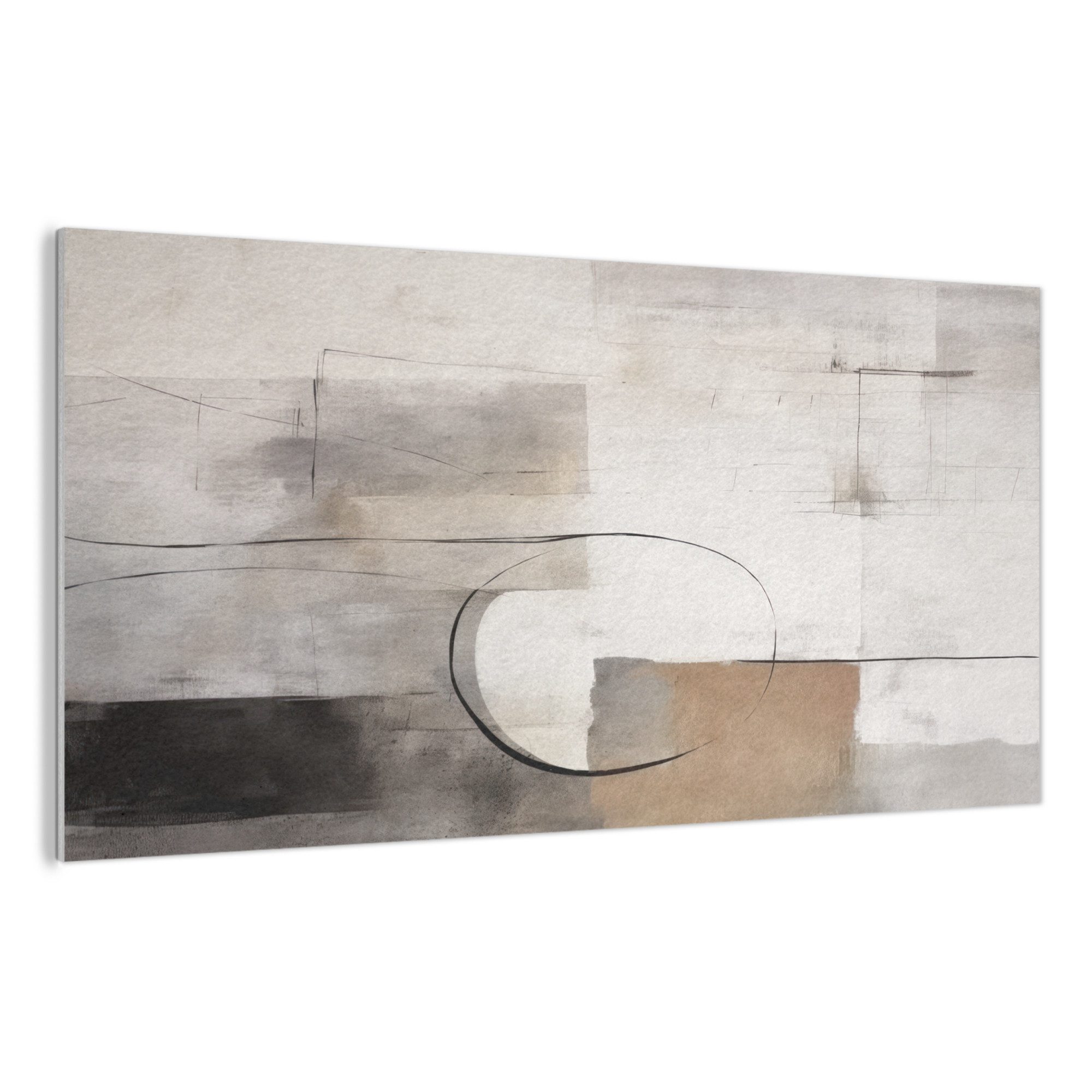 MuchoWow Gemälde Abstrakte Kunst - Industriell - Weiß - Grau, Fotodruck (1 St), Akustikbilder PET-Filz, Wandpaneele, Groß, Akustikpaneele 200x100 cm