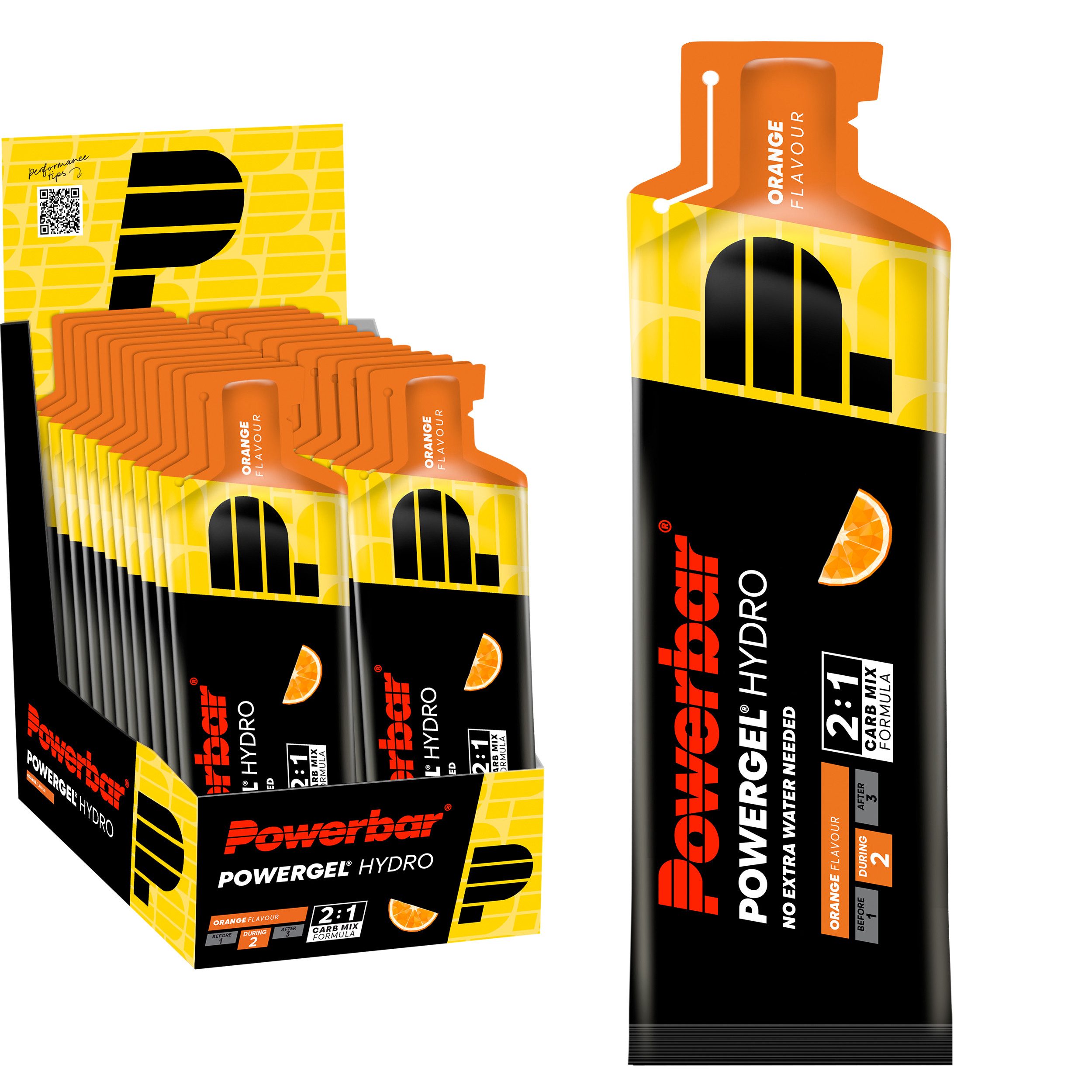 PowerBar PowerGel Hydro Orange High Carb Energie Gel Natrium 24 x 67 ml Gel, Packung à 24 St., 1.608 ml