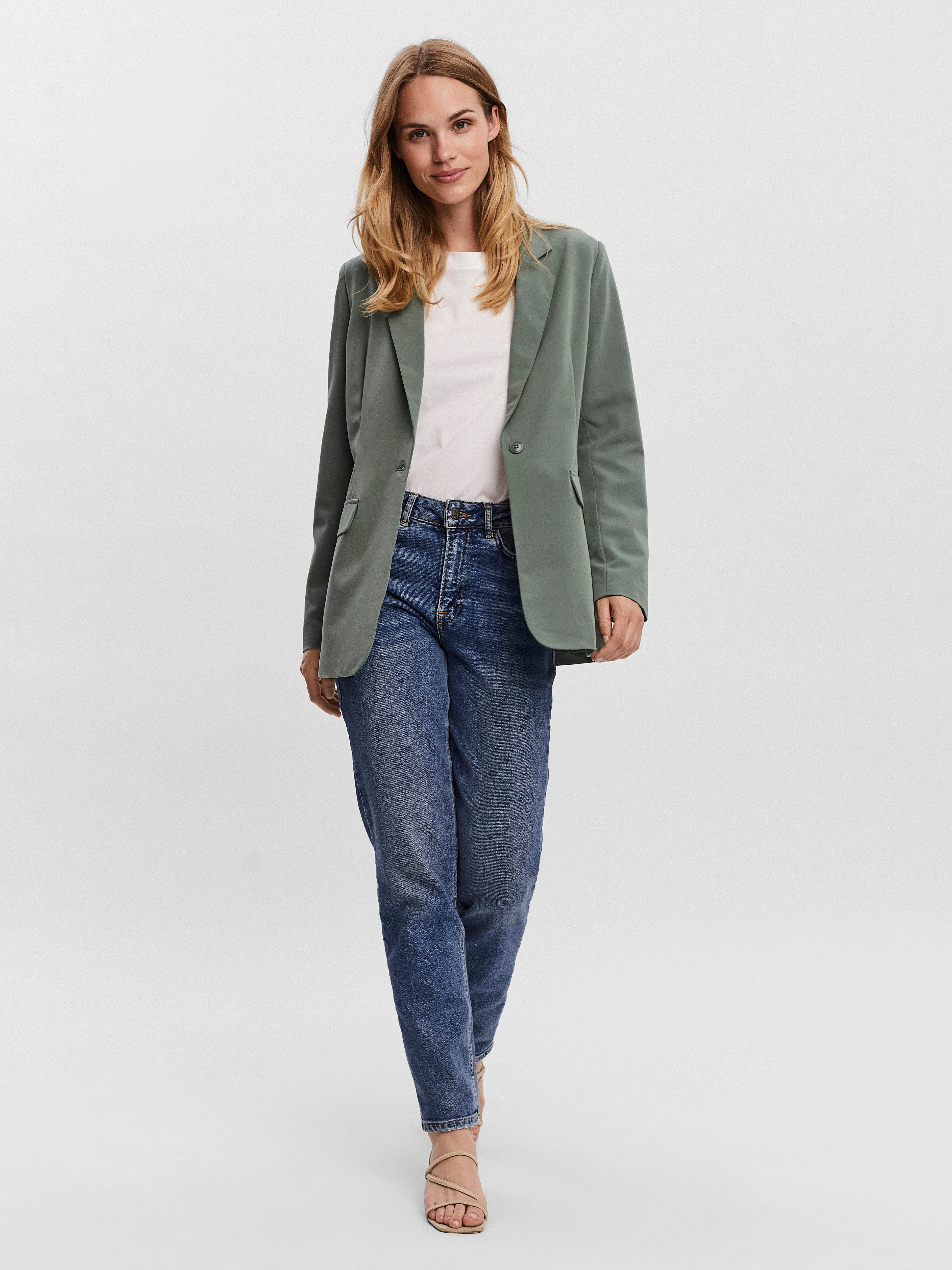 Vero Moda Longblazer VMZELDA LS LOOSE BLAZER NOOS lässige Form, 1-Knopf Verschluss