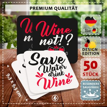 Funke & Brand Bierdeckel "Wine Not" & "Save Water Drink Wine" - Wein-Bierdeckel – 50er Set