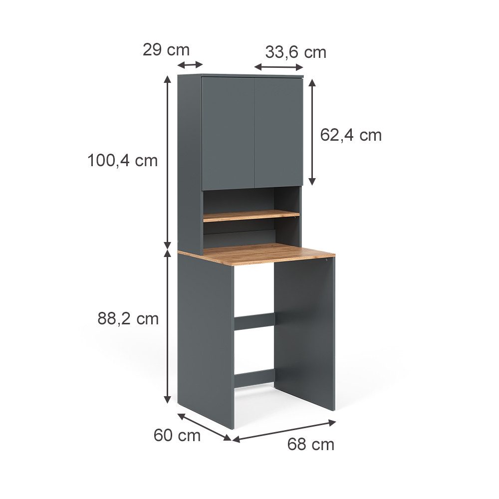 Vicco Waschmaschinenumbauschrank Viktor, Anthrazit/Goldkraft Eiche/Goldkraft Eiche, 68 x 88.2 cm 2 T... (1-St) – Bild 3 von 5