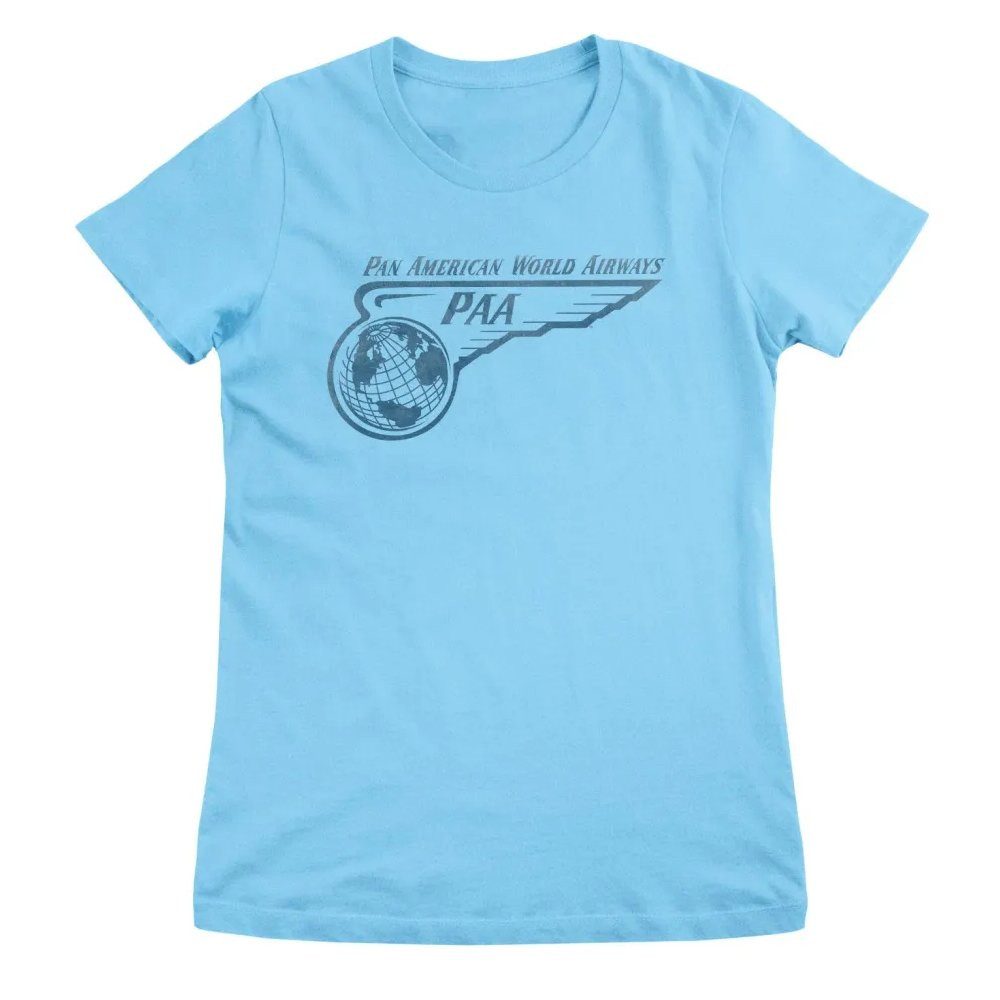 PAN AM T-Shirt Pan American World Airlines Washed Logo Girly Tee