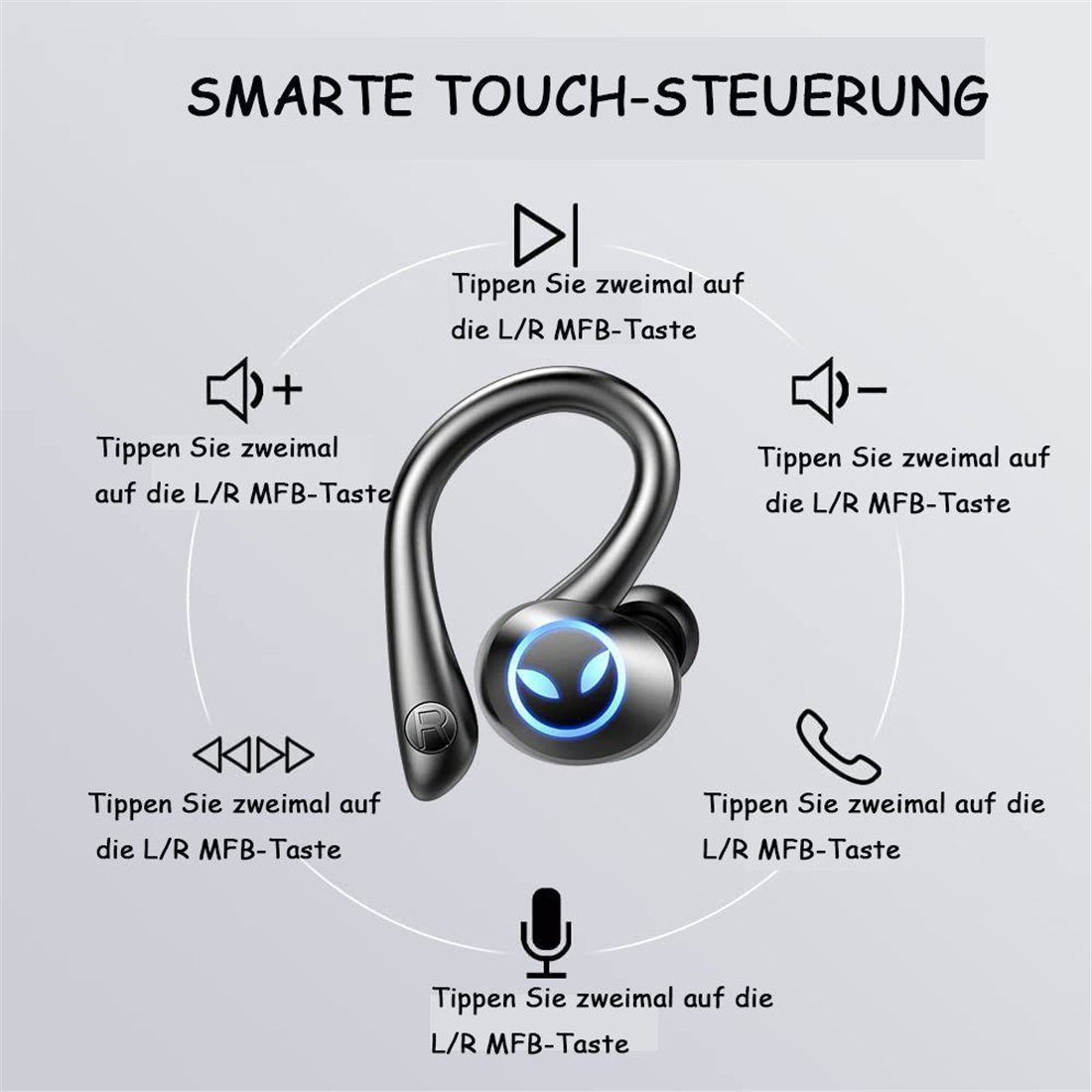 Bluetooth-Headset DAYUT Sport, Bluetooth-Kopfhörer In-Ear-Kopfhörer Kabelloses