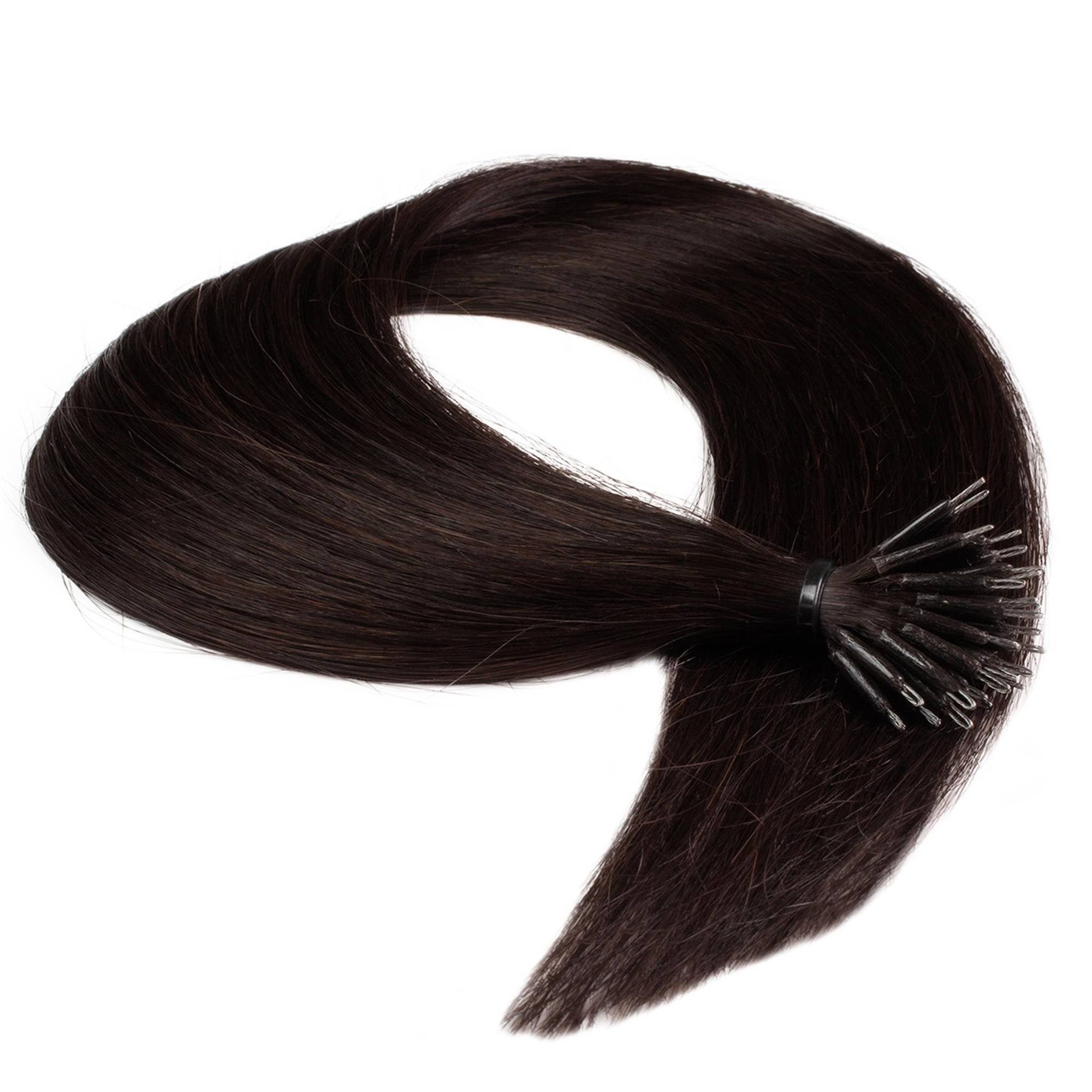 hair2heart Echthaar-Extension Premium Nanoring Extensions #5/0 Hellbraun 50cm