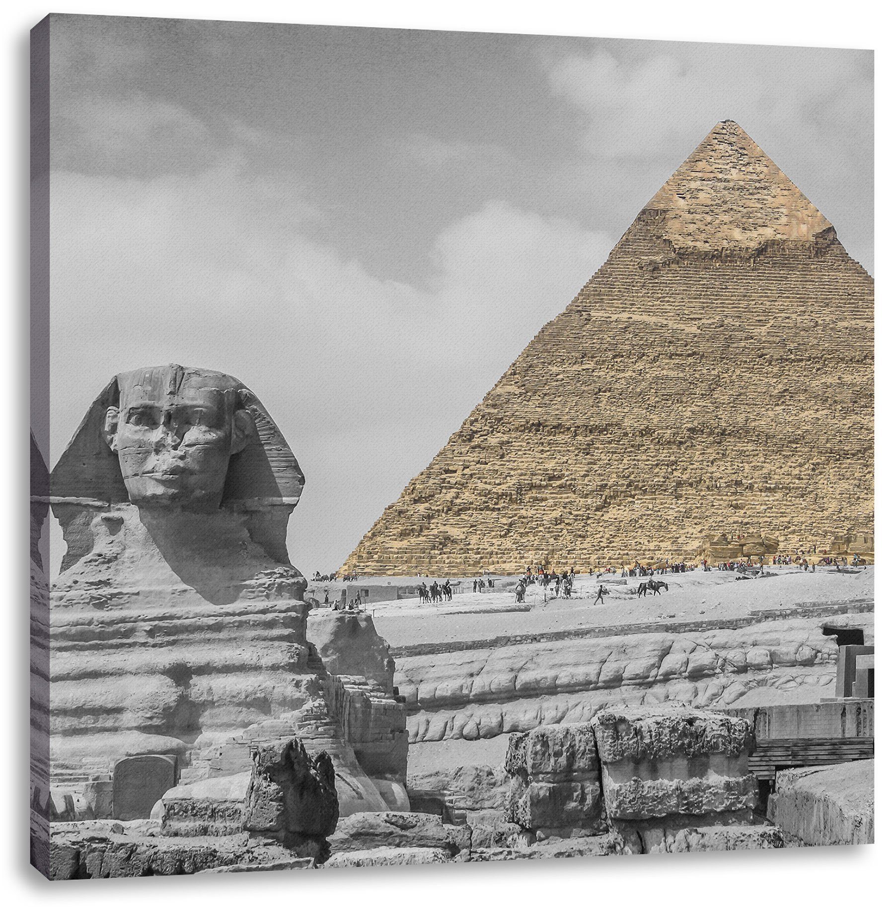 Pixxprint Leinwandbild Sphinx vor Pyramide, Sphinx vor Pyramide (1 St), Leinwandbild fertig bespannt, inkl. Zackenaufhänger
