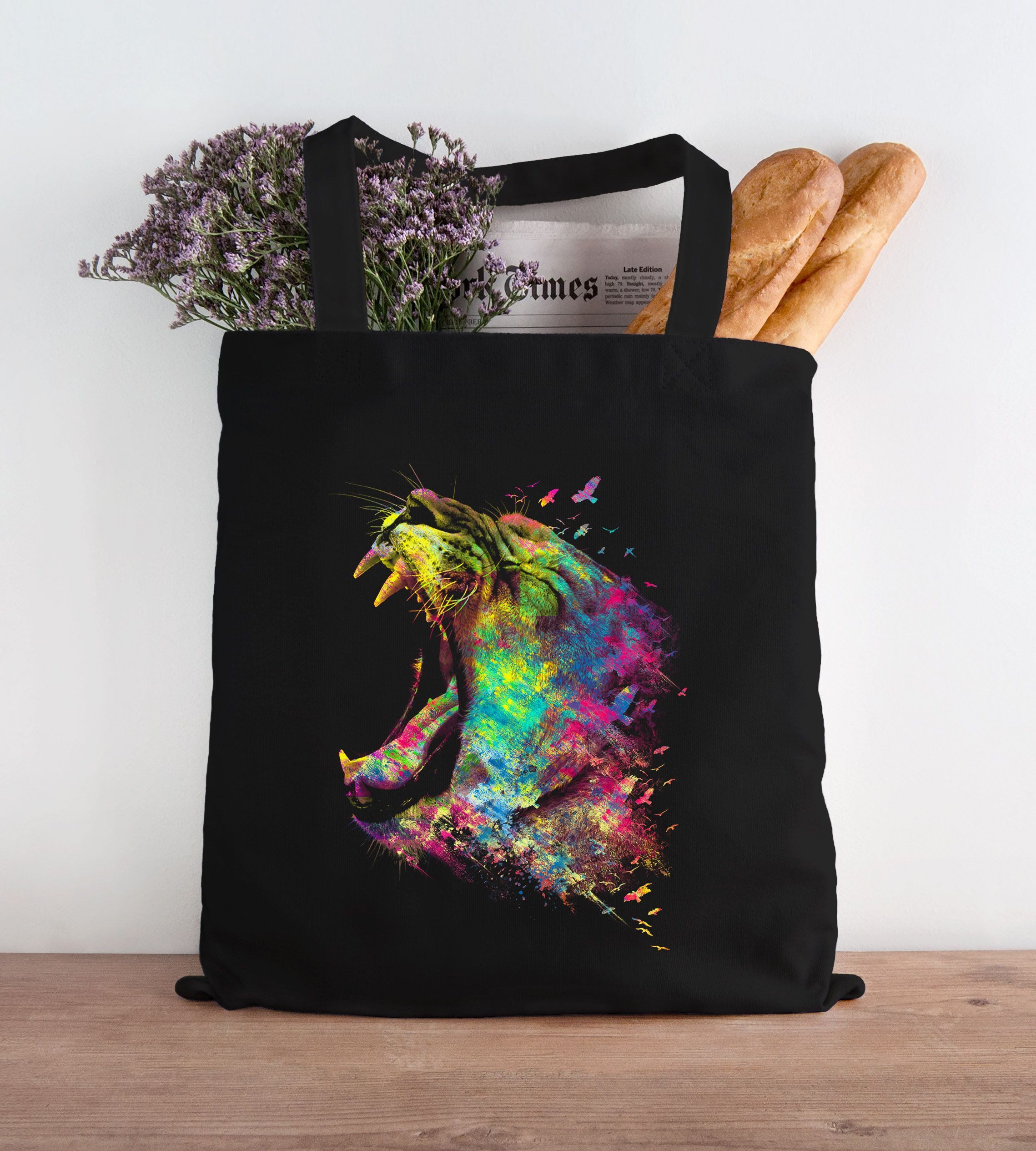 MoonWorks Einkaufsshopper JutebeutelScreamingLionNaturFarbenBuntColorsMoonworks®