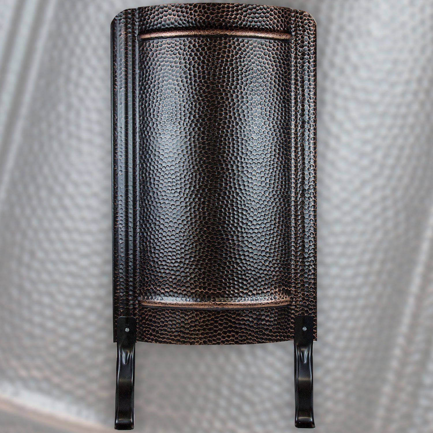 Ofenschutzgitter Ofenschild Ofenschirm Hitzeschild Hitzeschutz Metall gehämmert, Kupfer-Schwarz