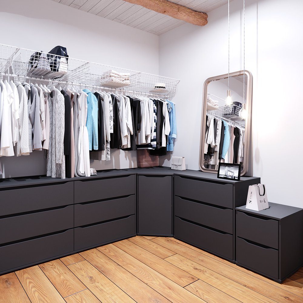 Vicco Nachtkommode Ruben, Anthrazit/Anthrazit, 40.2 x 53.6 cm