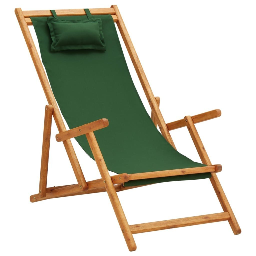 furnicato Gartenstuhl Klappbarer Strandstuhl Eukalyptus Massivholz und Stoff Grün | Stühle