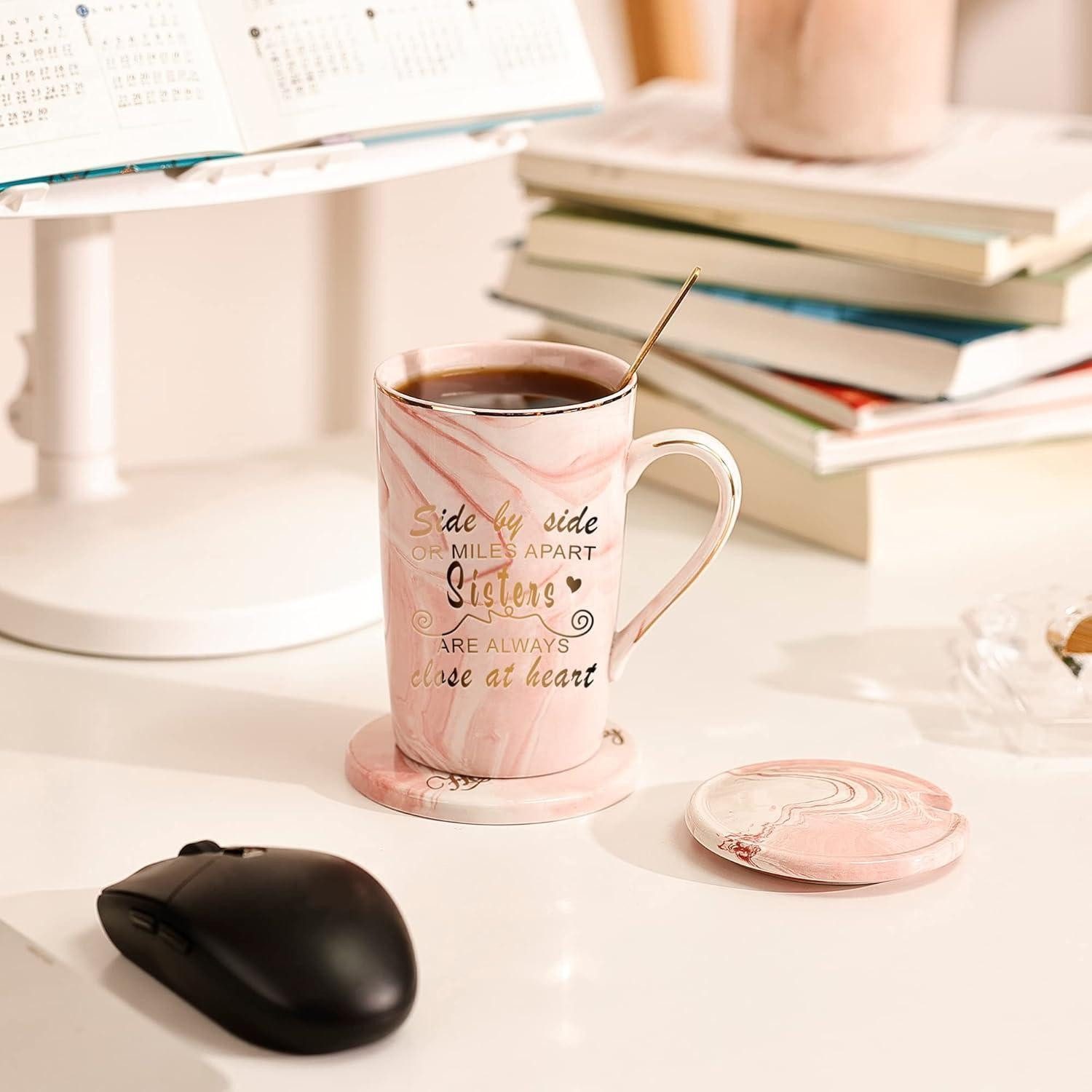 LuxusKollektion Tasse Schwester Geschenke Becher Set - Side by Side oder Miles Apart Sisters