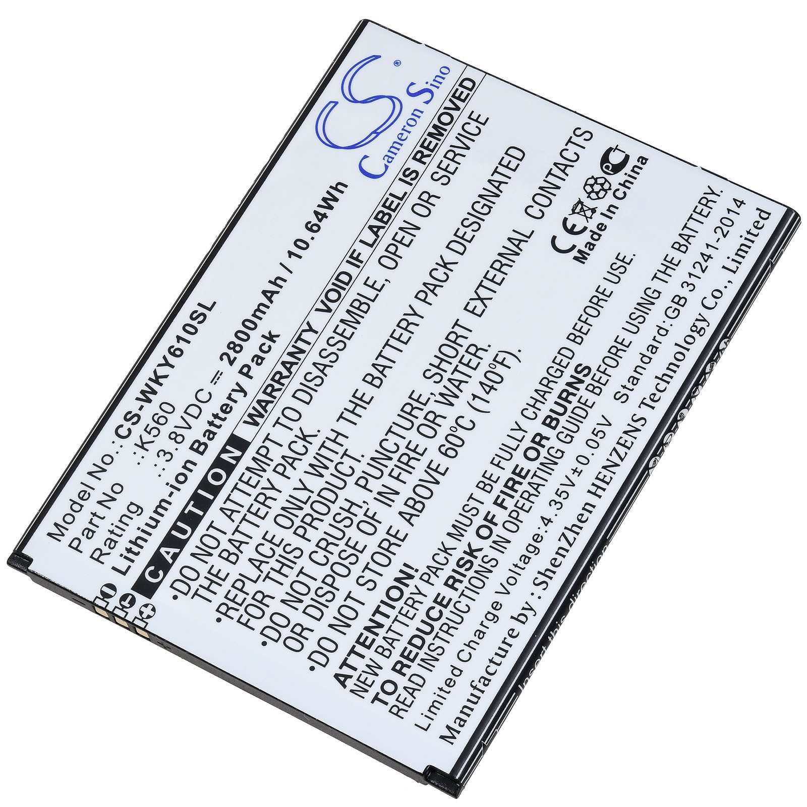 Powery Akku für Wiko Typ K560 Smartphone-Akku 2800 mAh (3.8 V)