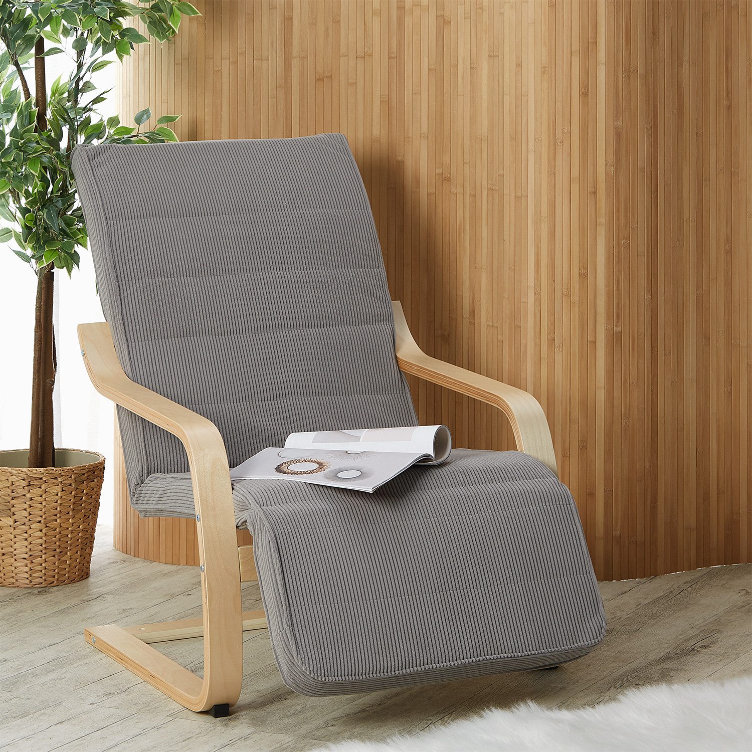 Homestyle4u Relaxsessel Sessel Cord Stoff Grau günstig online kaufen