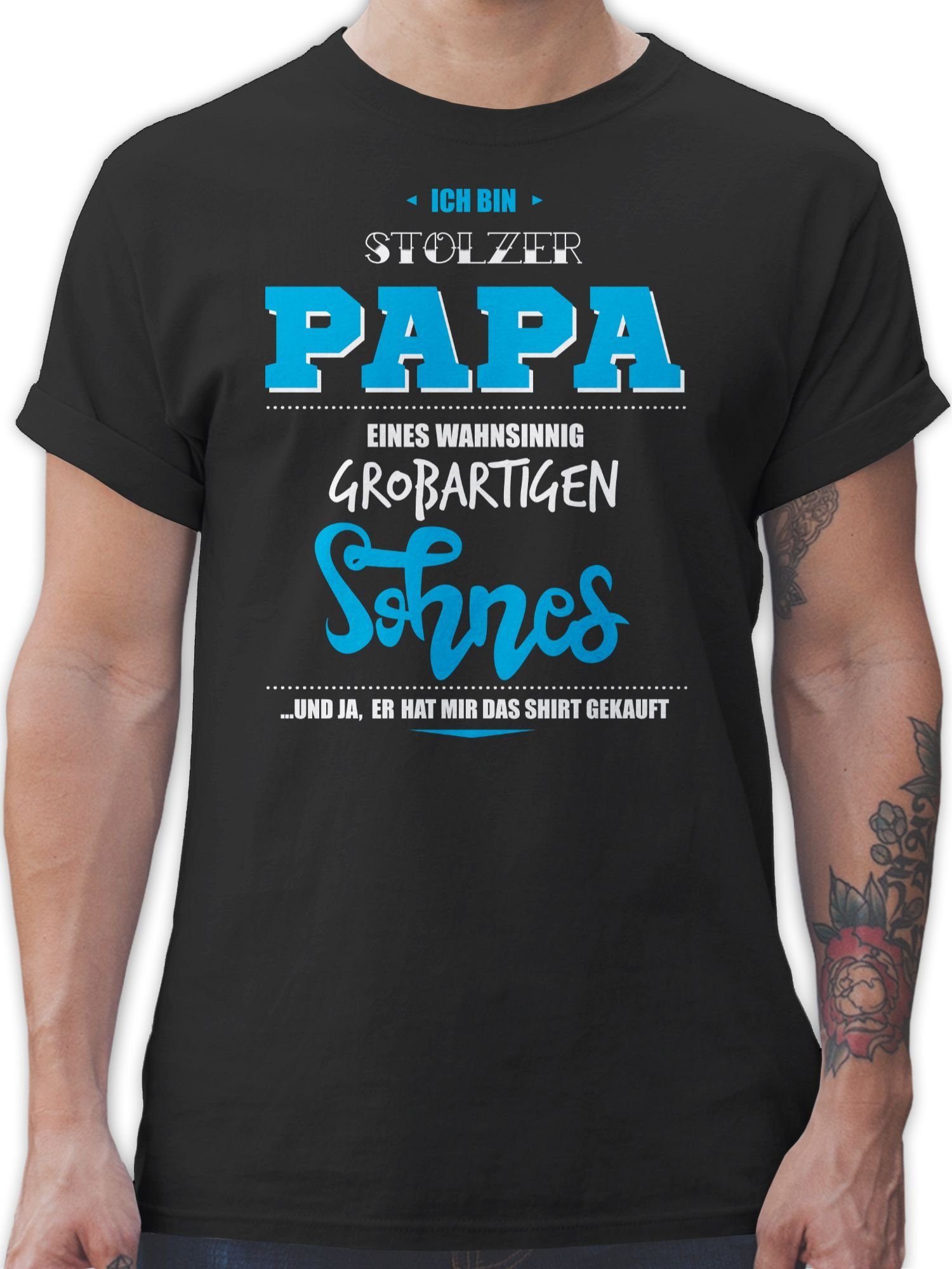 Shirtracer T-Shirt Ich bin stolzer Papa eines wahnsinnig großartigen Sohnes Vatertag Geschenk für Papa 1 Schwarz