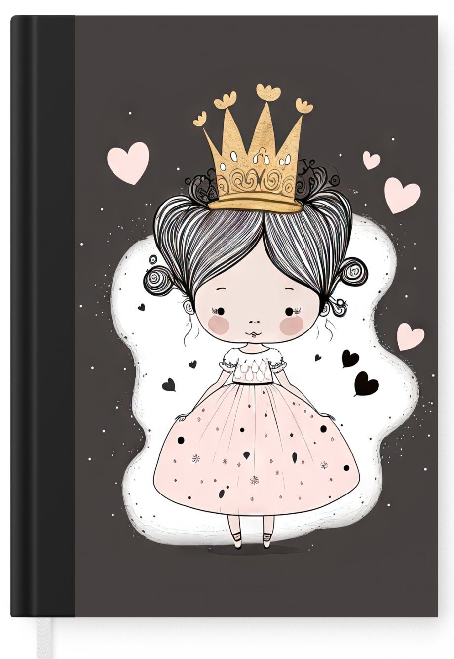 Herzen Kleid - - Seiten, Prinzessin Journal, A5, Haushaltsbuch Krone, MuchoWow Notizbuch - 98 Tagebuch, Notizheft, Merkzettel, - Mädchen