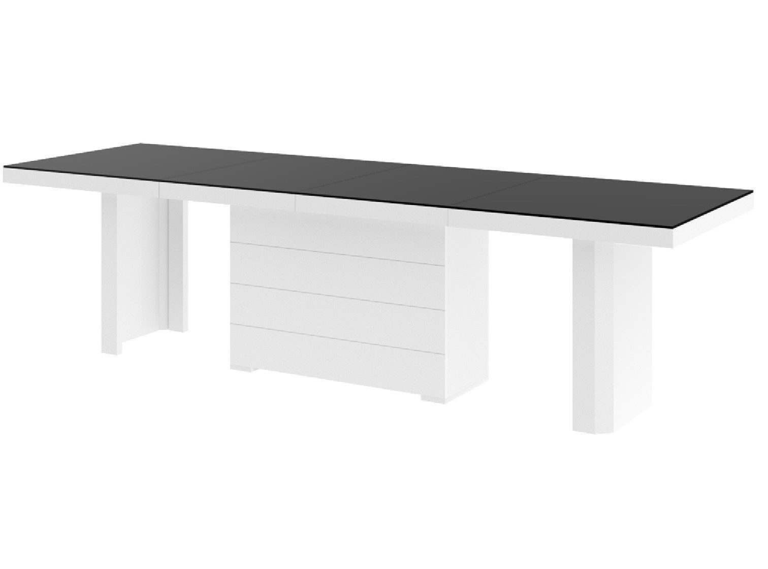 designimpex Esstisch Design HE-444 Schwarz MATT / Weiß HOCHGLANZ XXL ausziehbar 160 bis 412