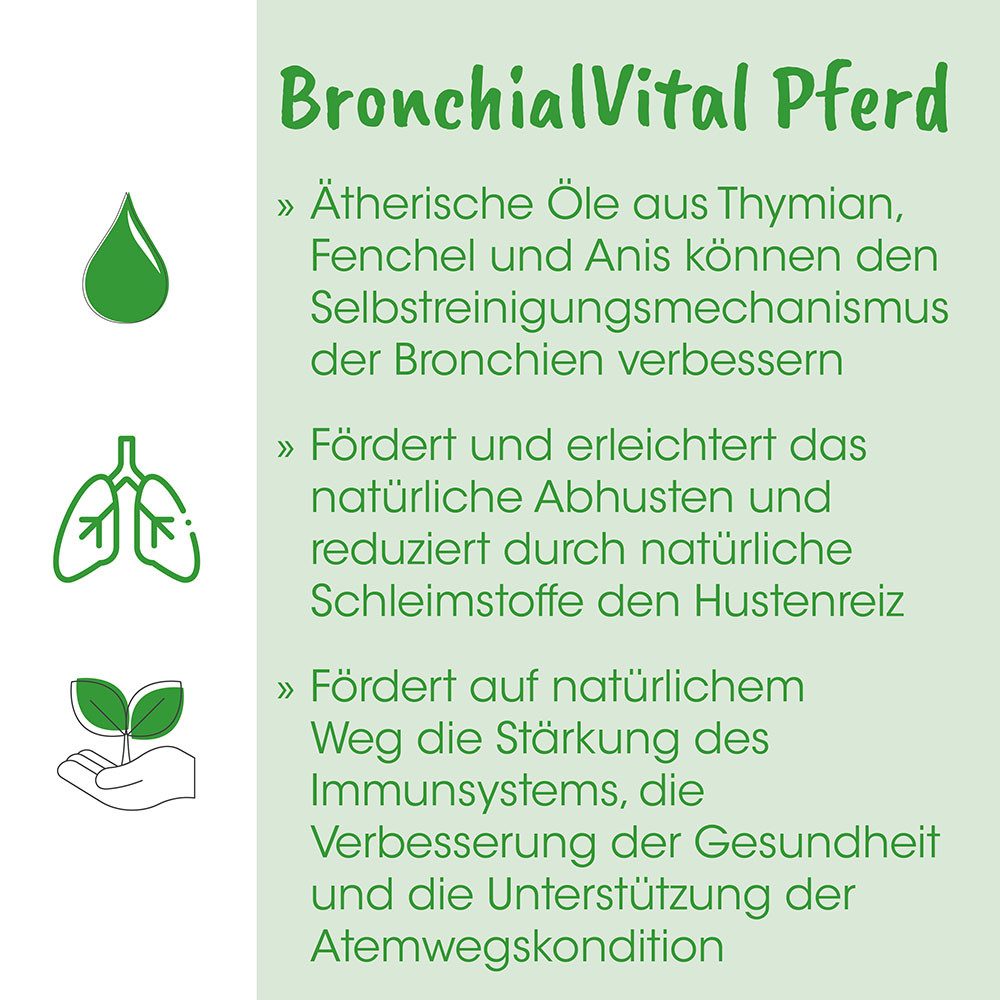 cdVet Bronchialvital Pferd, Ergänzungsfutter für: Pferde, Esel, fördert das natürliche Abhusten und reduziert Hustenreiz